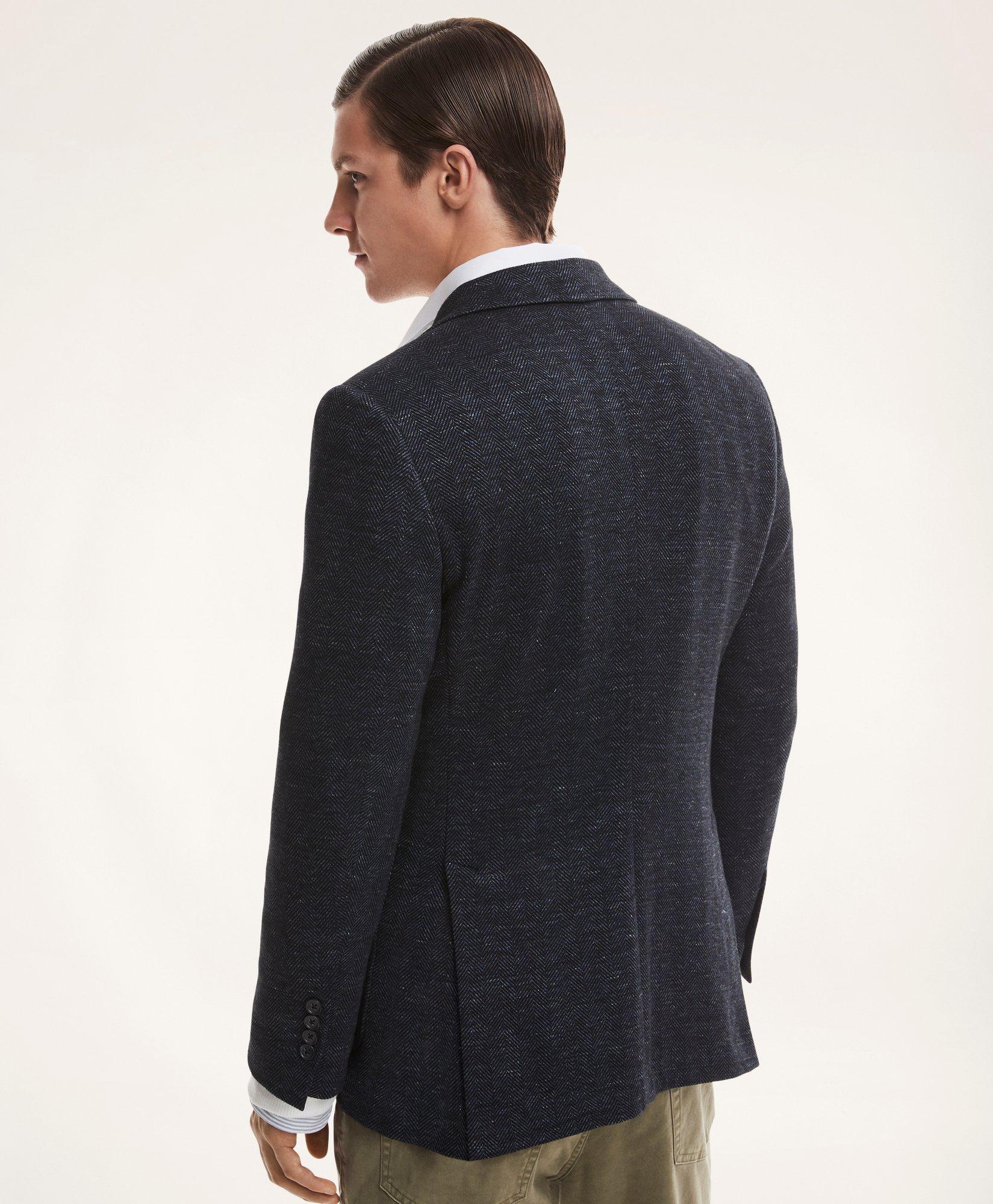 Regent Regular Fit Italian Knit Herringbone Sport Coat