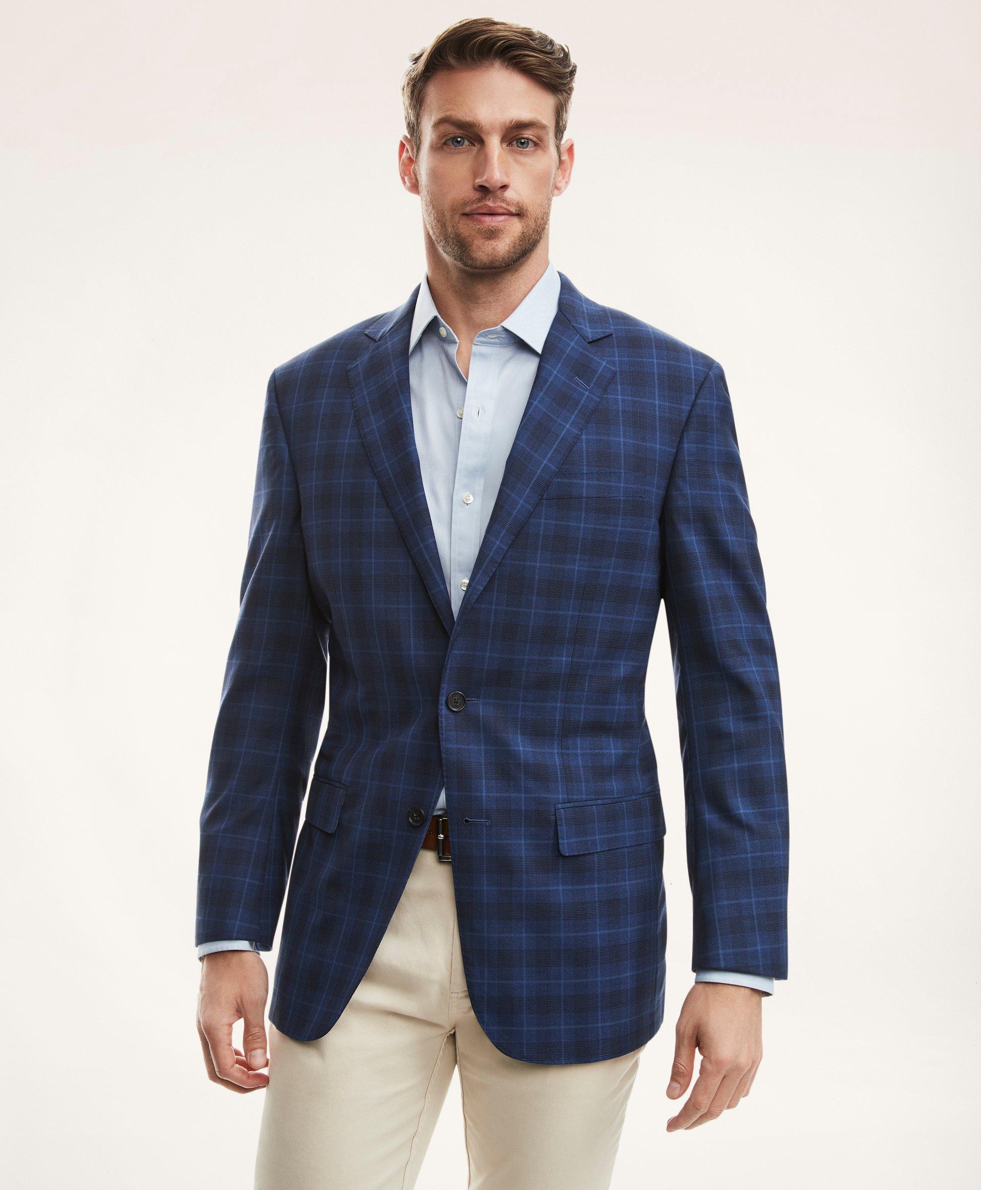 Madison Traditional-Fit Wool-Silk-Linen Check Hopsack Sport Coat