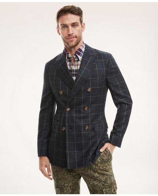 Brooksbrothers Regent Regular-Fit Double Breasted Windowpane Sport Coat