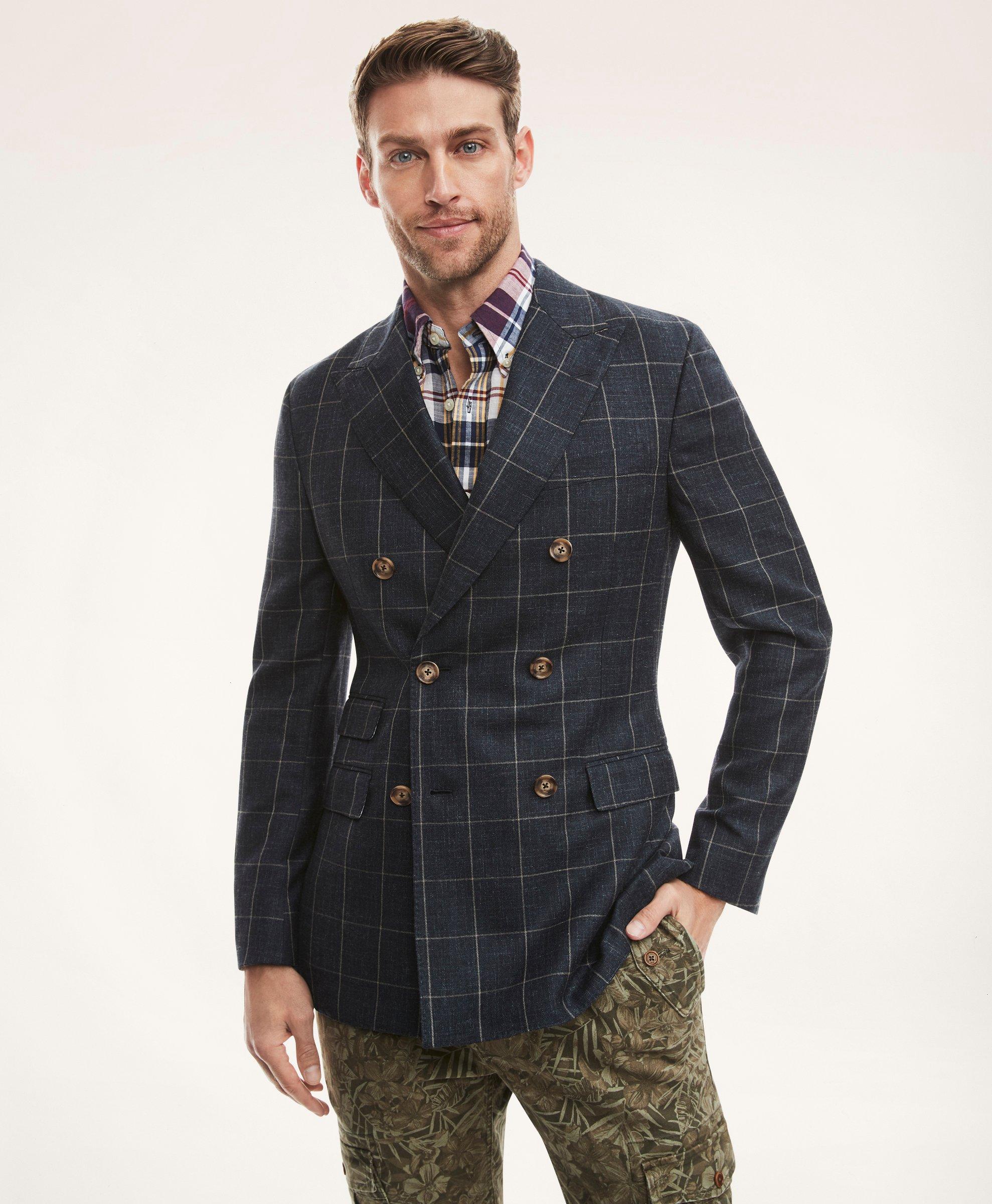 Regent Regular-Fit Double Breasted Windowpane Sport Coat