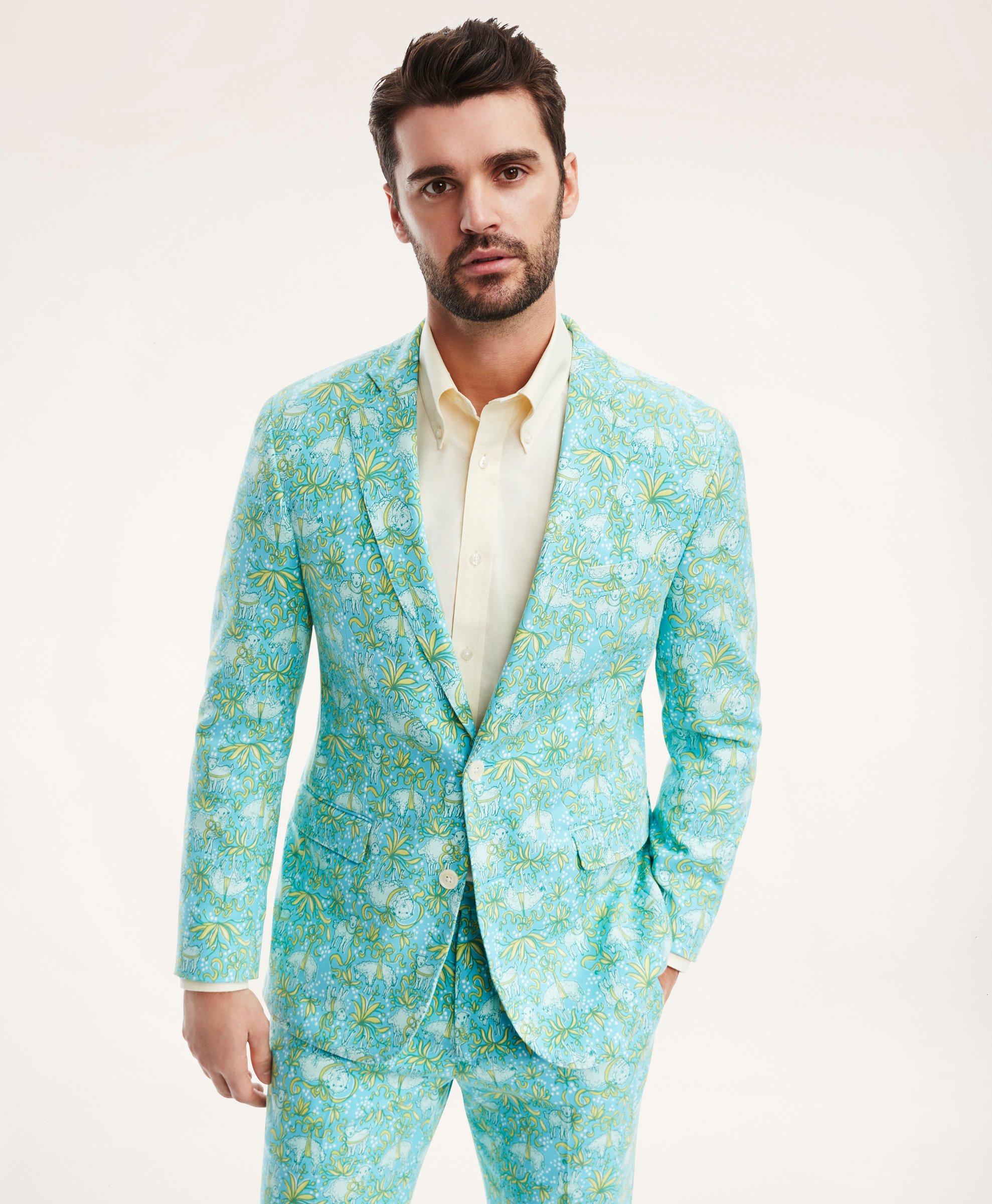 Regent Regular-Fit Stretch Cotton Vintage Lamb Print Sport Coat