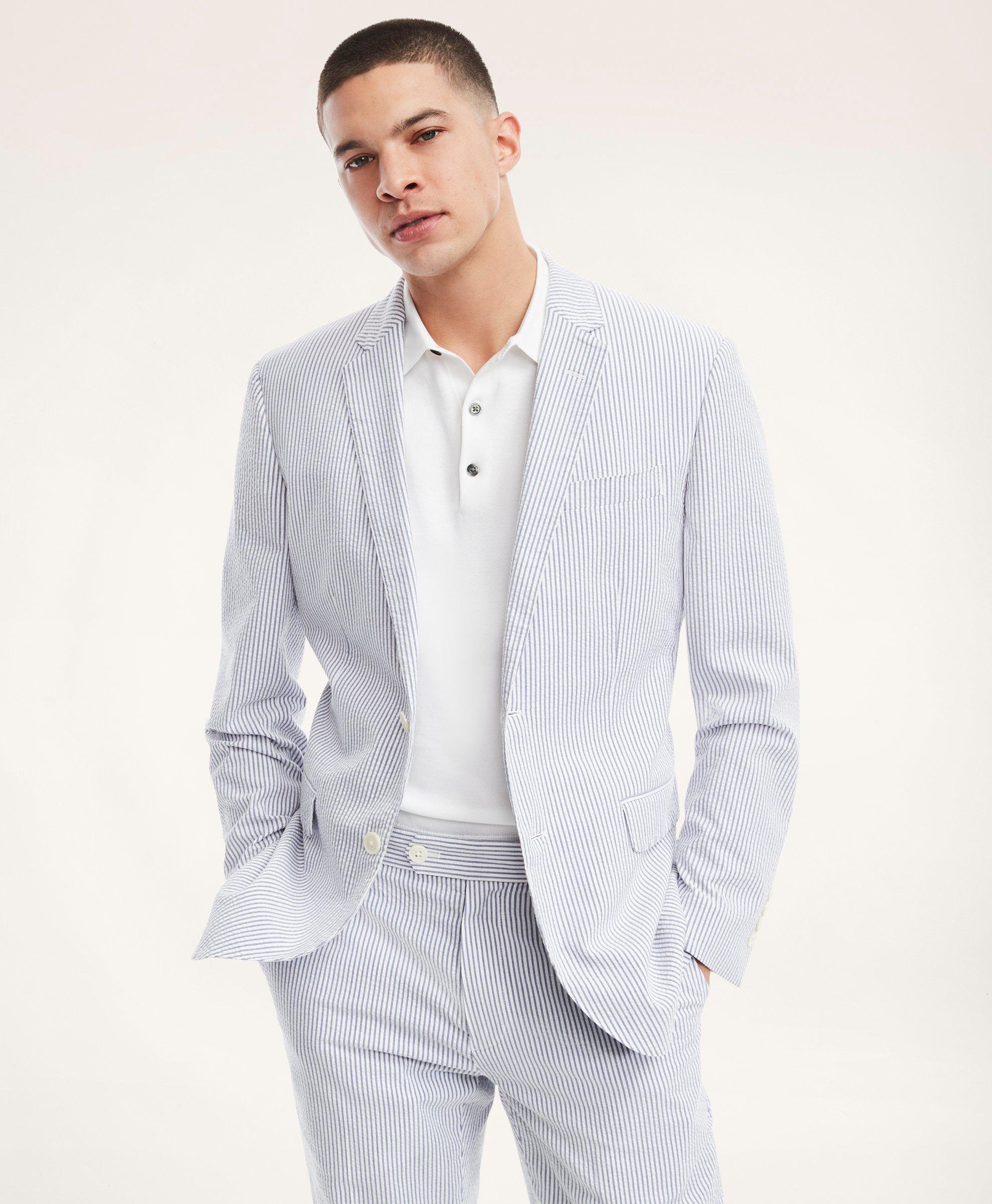 Milano Slim-Fit Stretch Seersucker Stripe Sport Coat