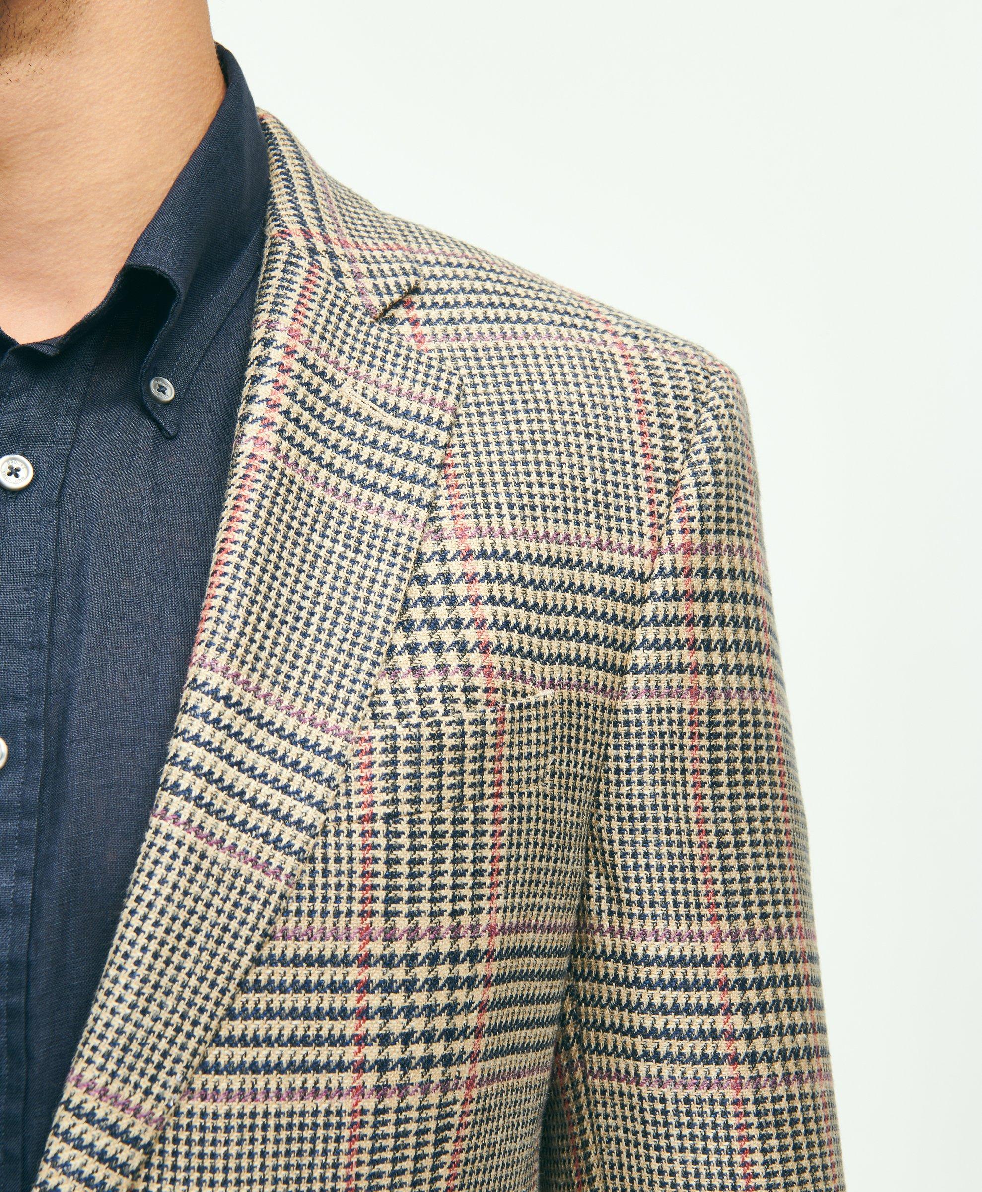 Madison Traditional-Fit Wool-Silk-Linen Check Hopsack Sport Coat