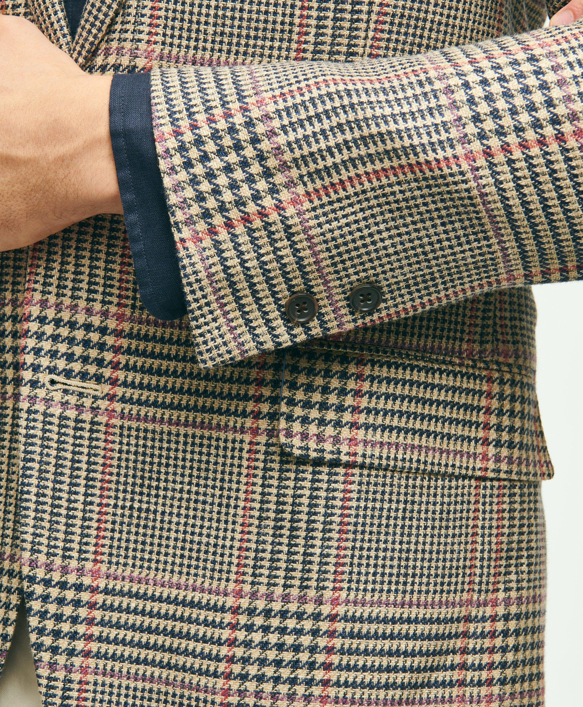 Regent Classic-Fit Wool-Silk-Linen Hopsack Sport Coat, Multi-Check