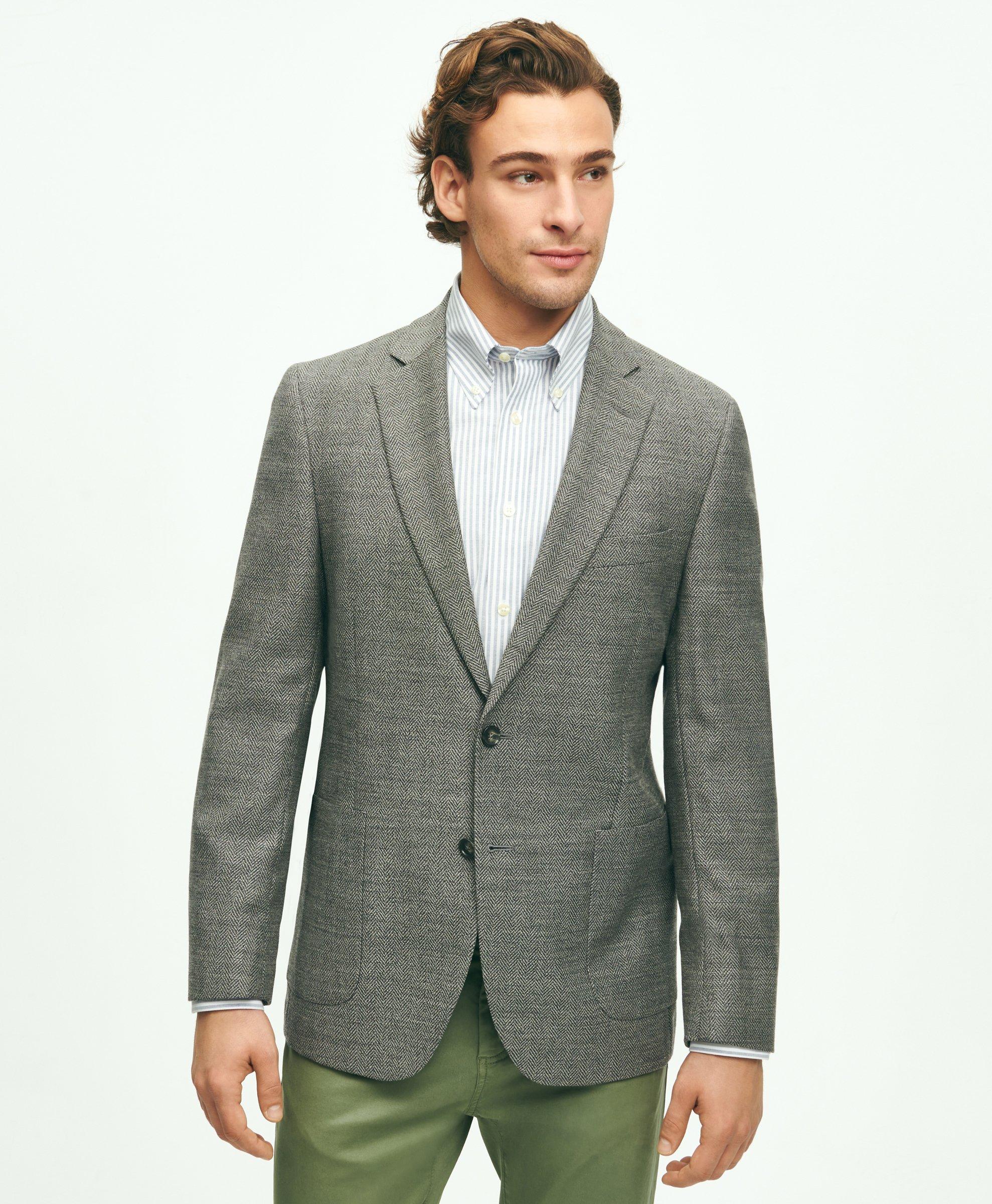 Regent Classic-Fit Stretch Wool Herringbone Knit Sport Coat