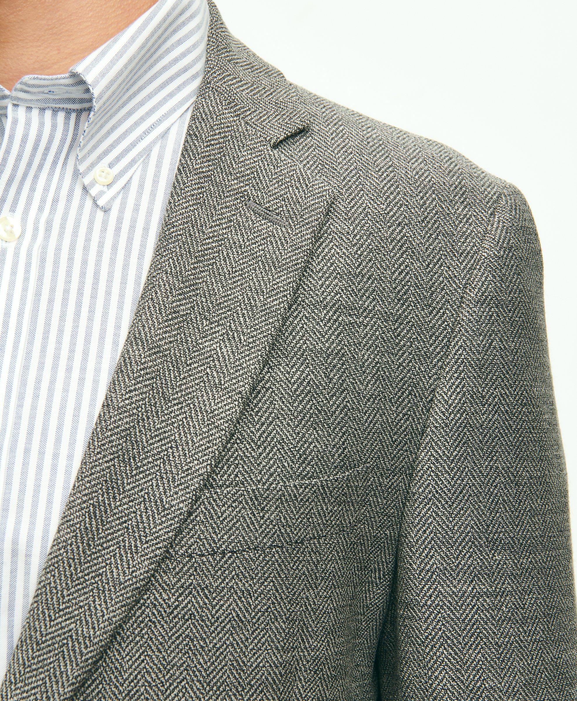 Regent Classic-Fit Stretch Wool Herringbone Knit Sport Coat, image 3