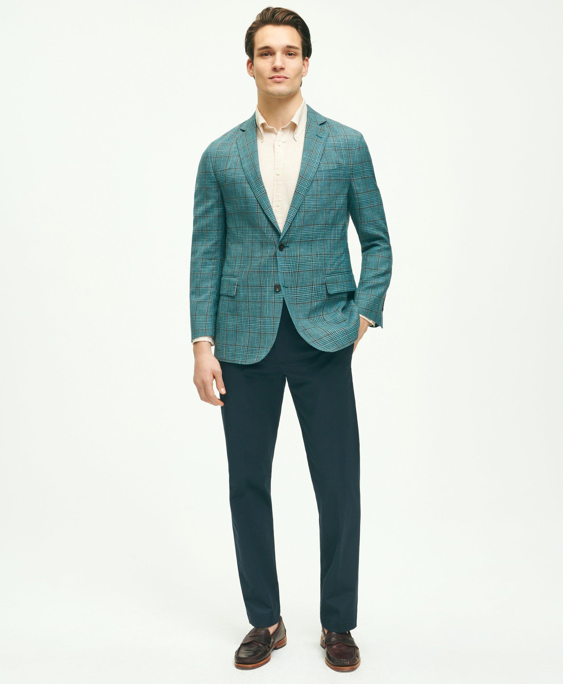 Regent Classic-Fit Wool-Silk-Linen Check Sport Coat