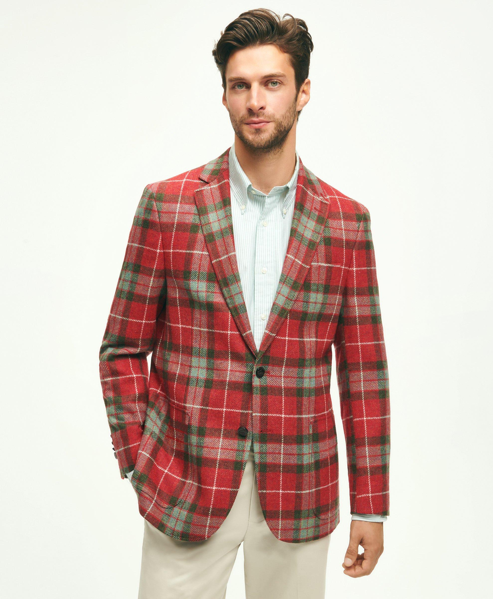 Mens red plaid sport on sale coat