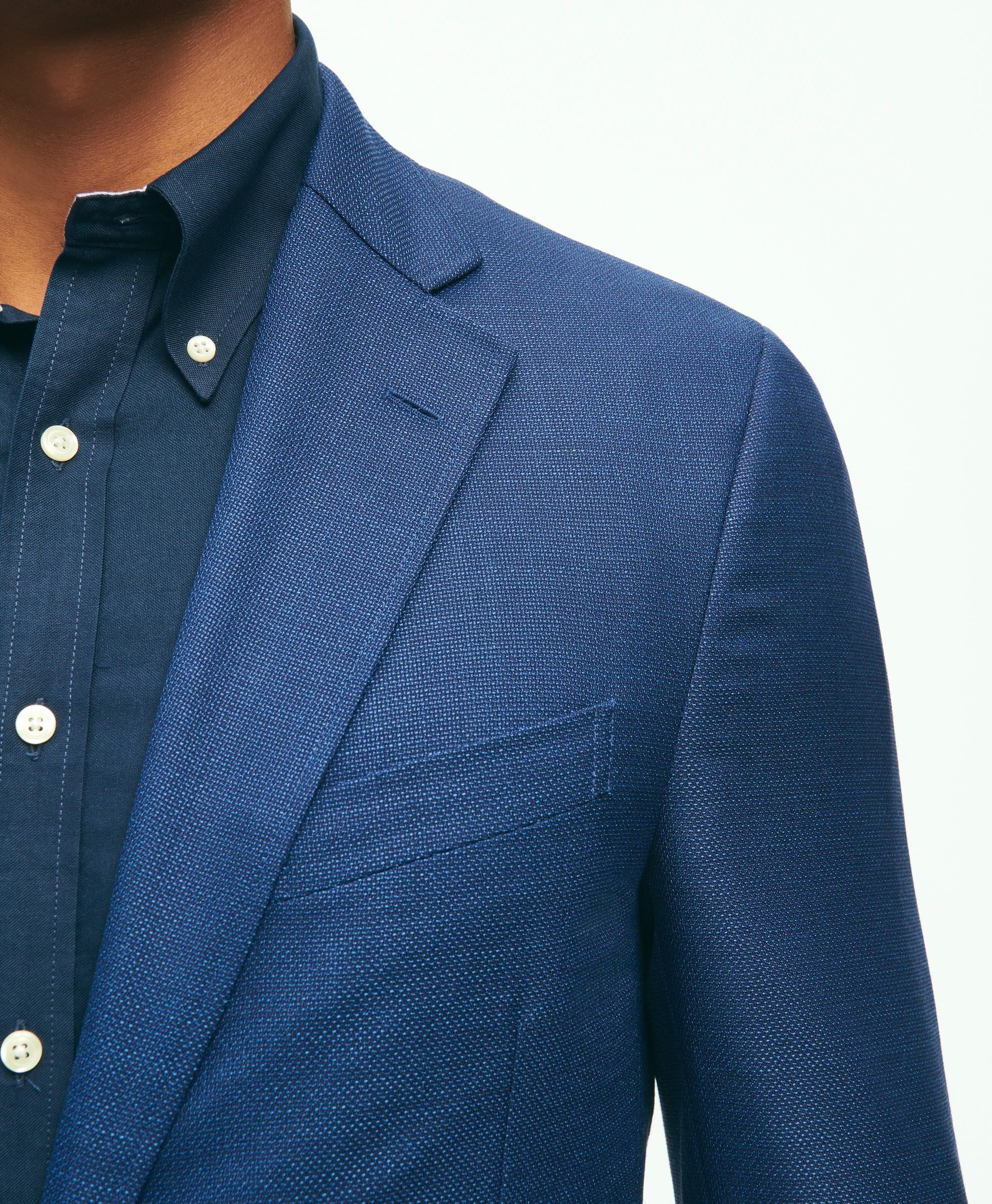 Navy Hopsack Sport Coat with Jeans and OCBD