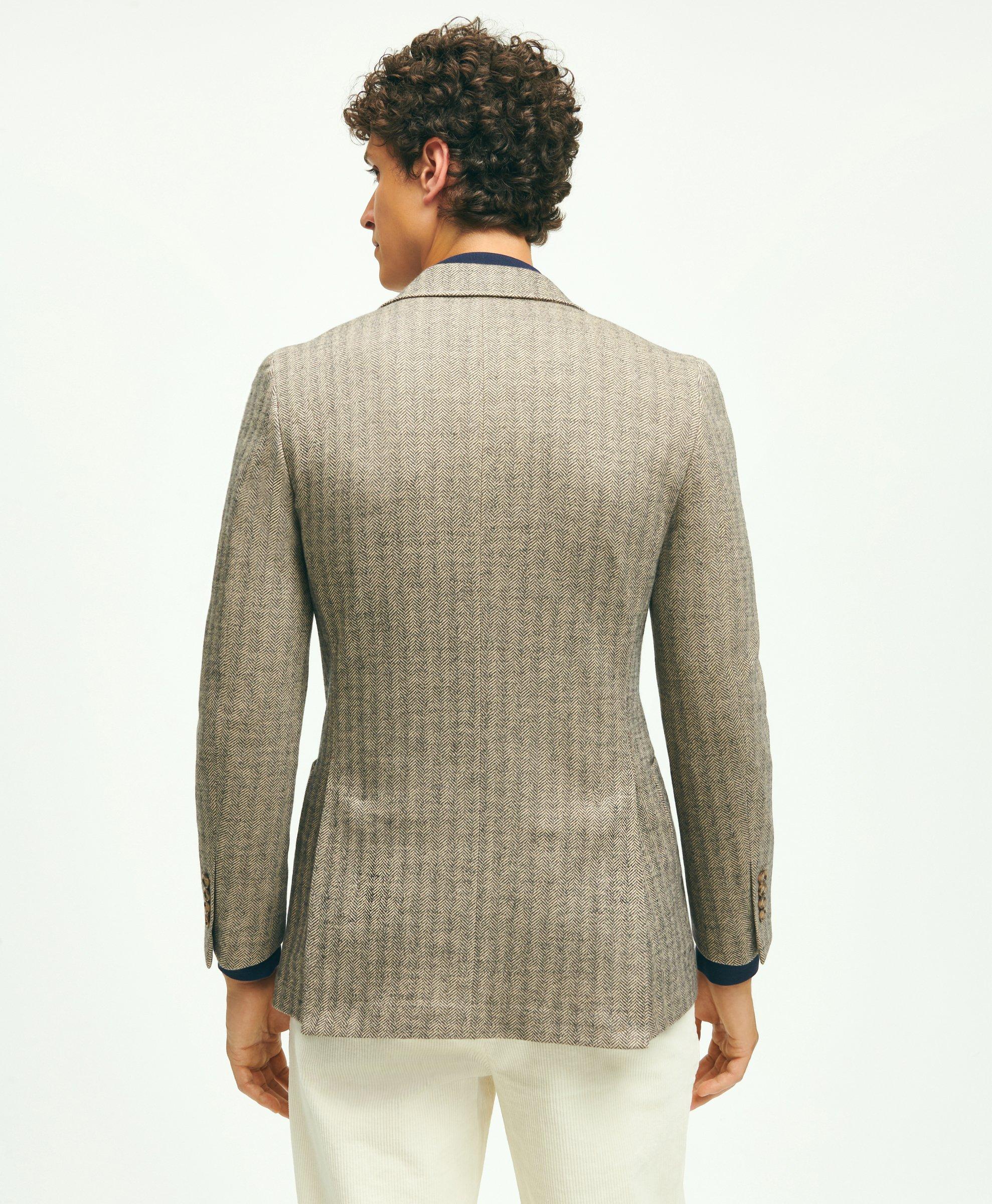 Classic Fit Cotton-Wool Blend Knit Herringbone Sport Coat