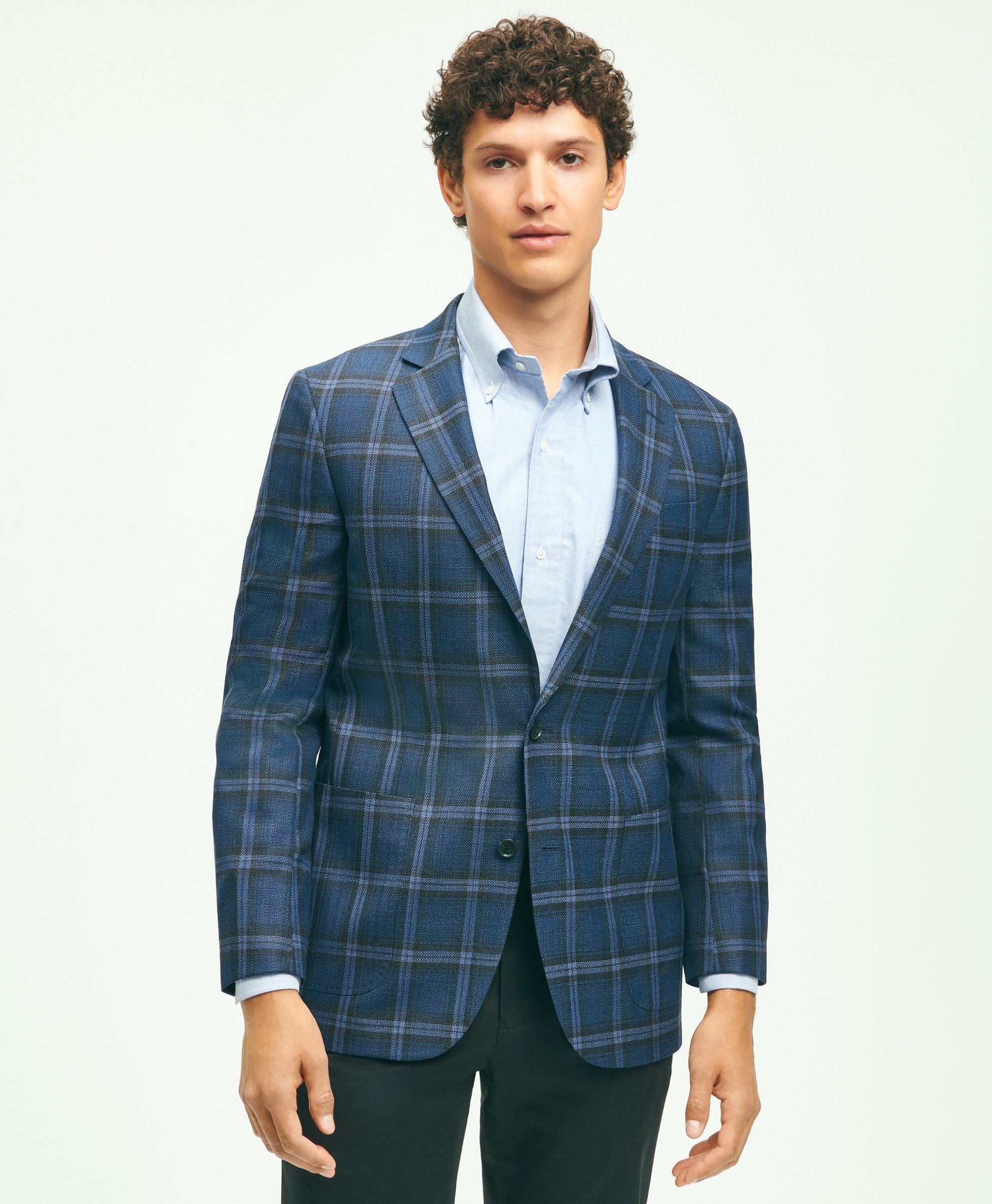 Classic Fit Wool Hopsack Plaid Patch Pocket Sport Coat