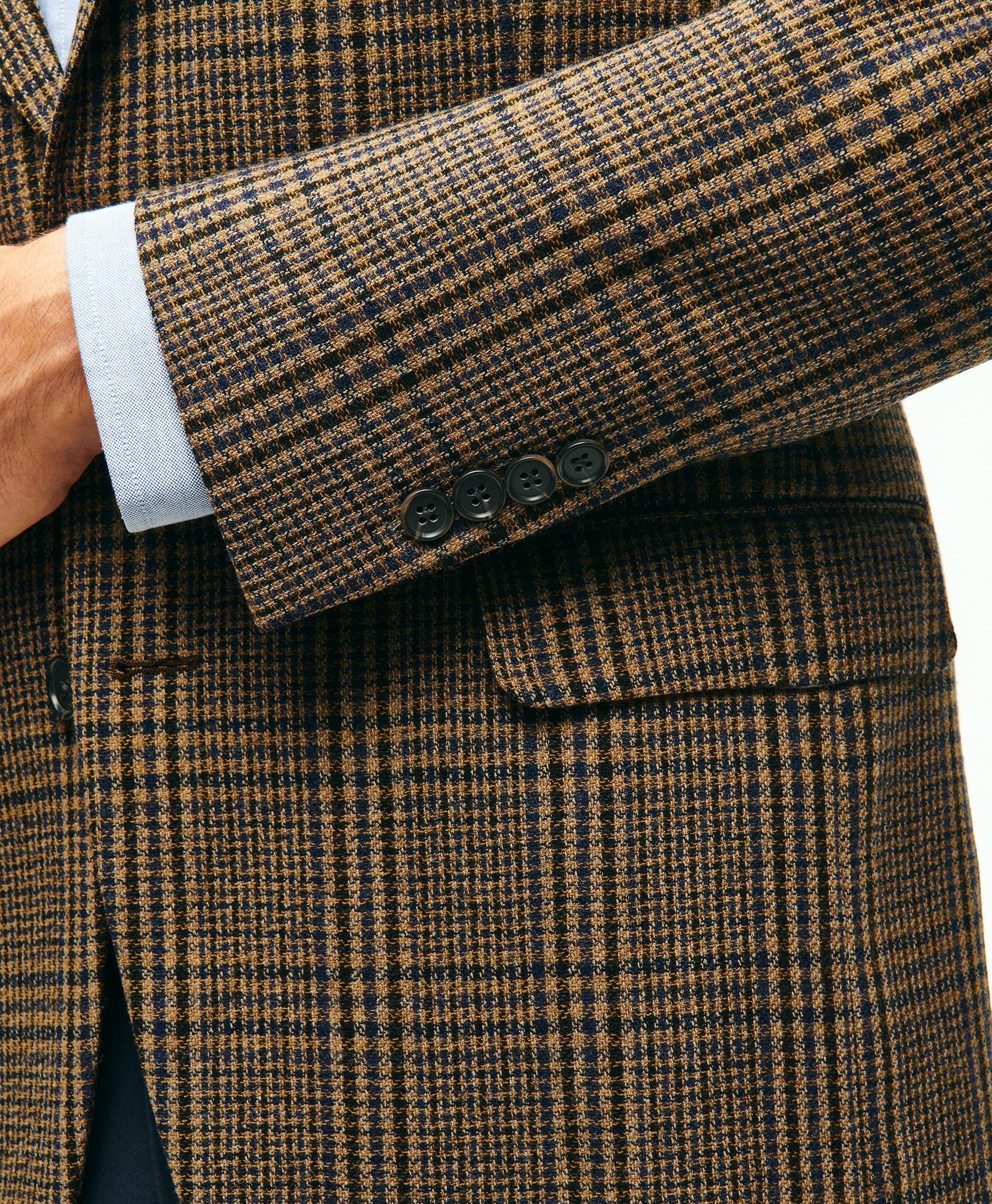 Traditional Fit Wool Hopsack Plaid Sport Coat