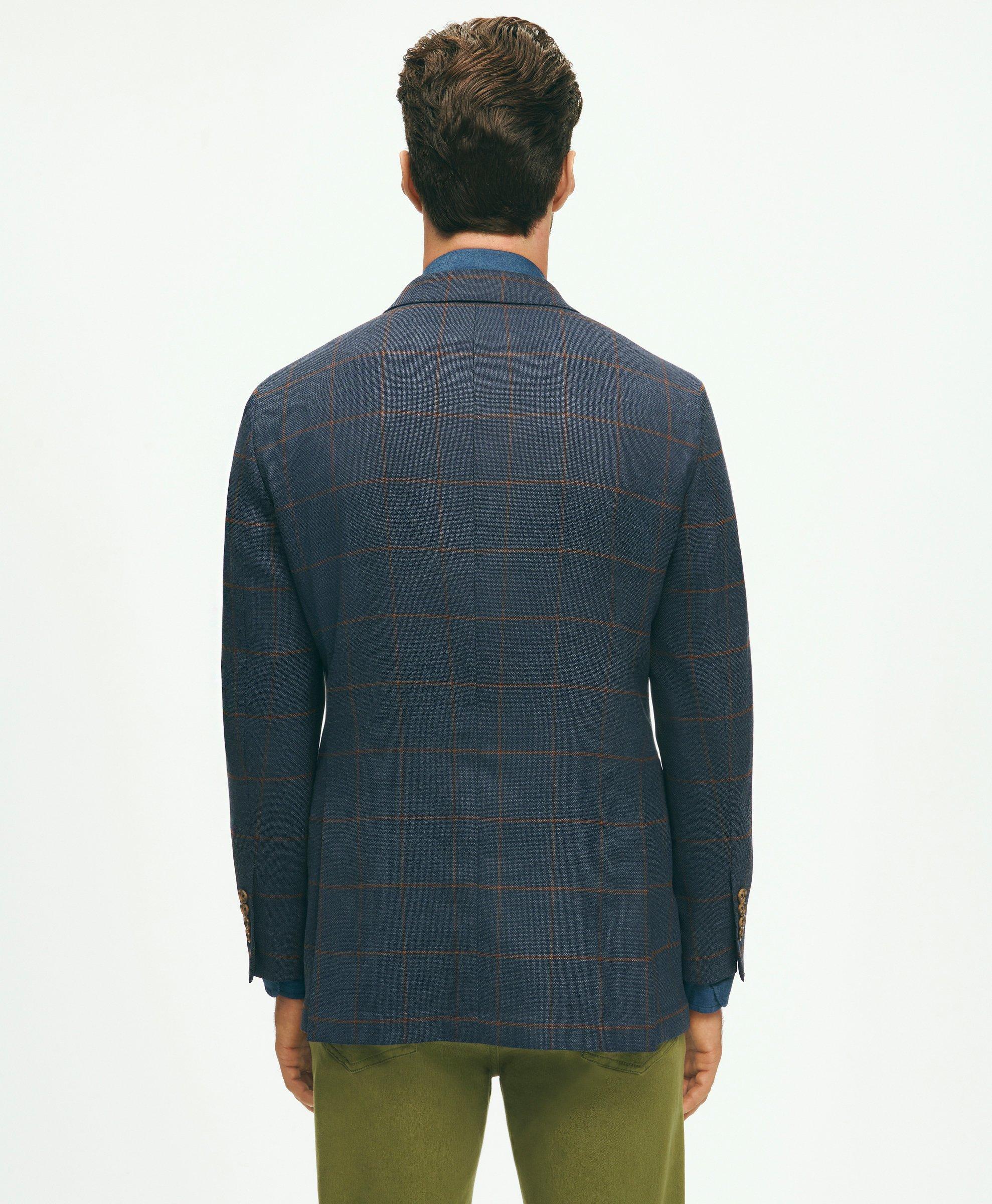 Slim Fit Stretch Wool Hopsack Windowpane Sport Coat