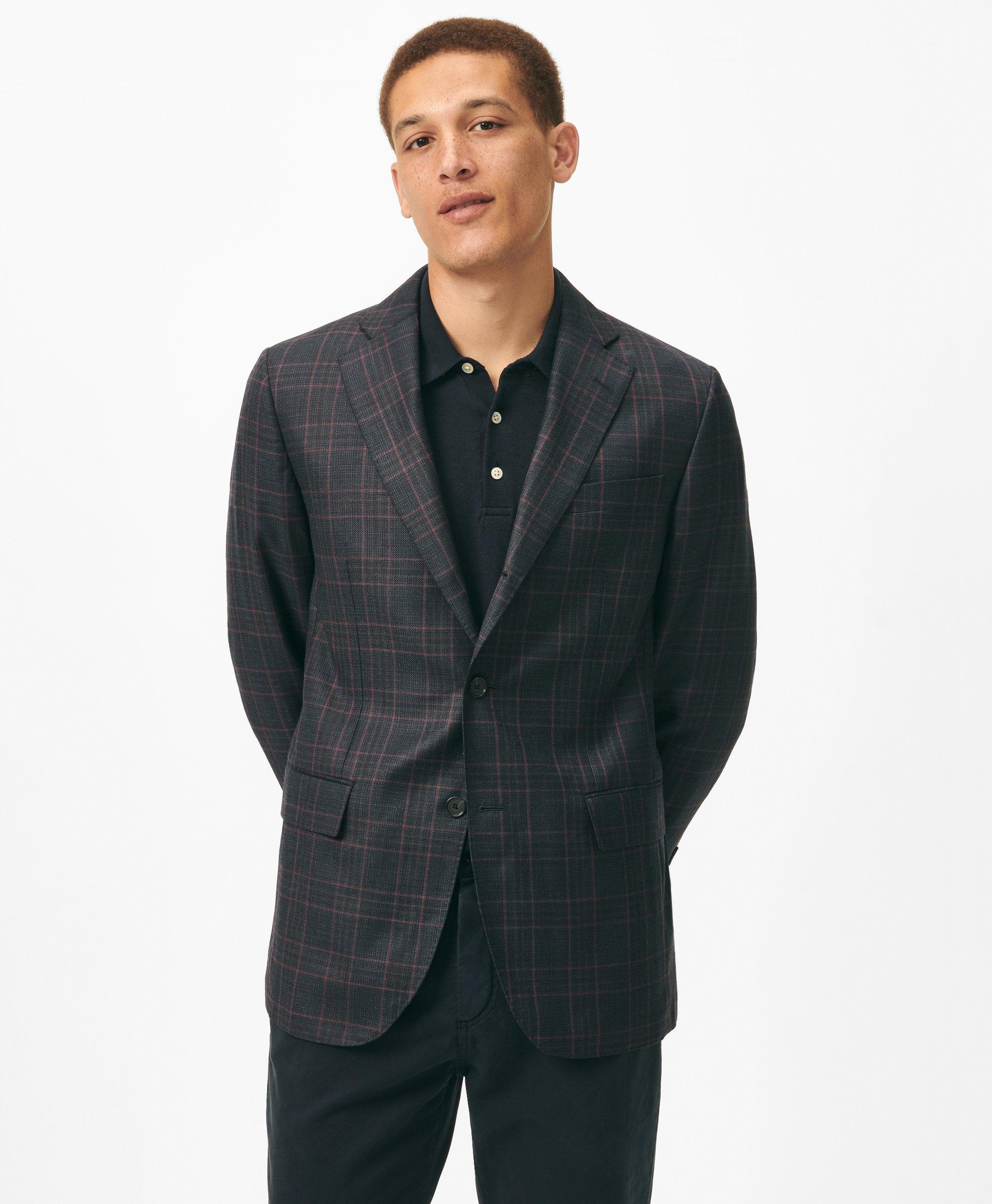 Slim Fit Checked Sport Coat in Hopsack Wool