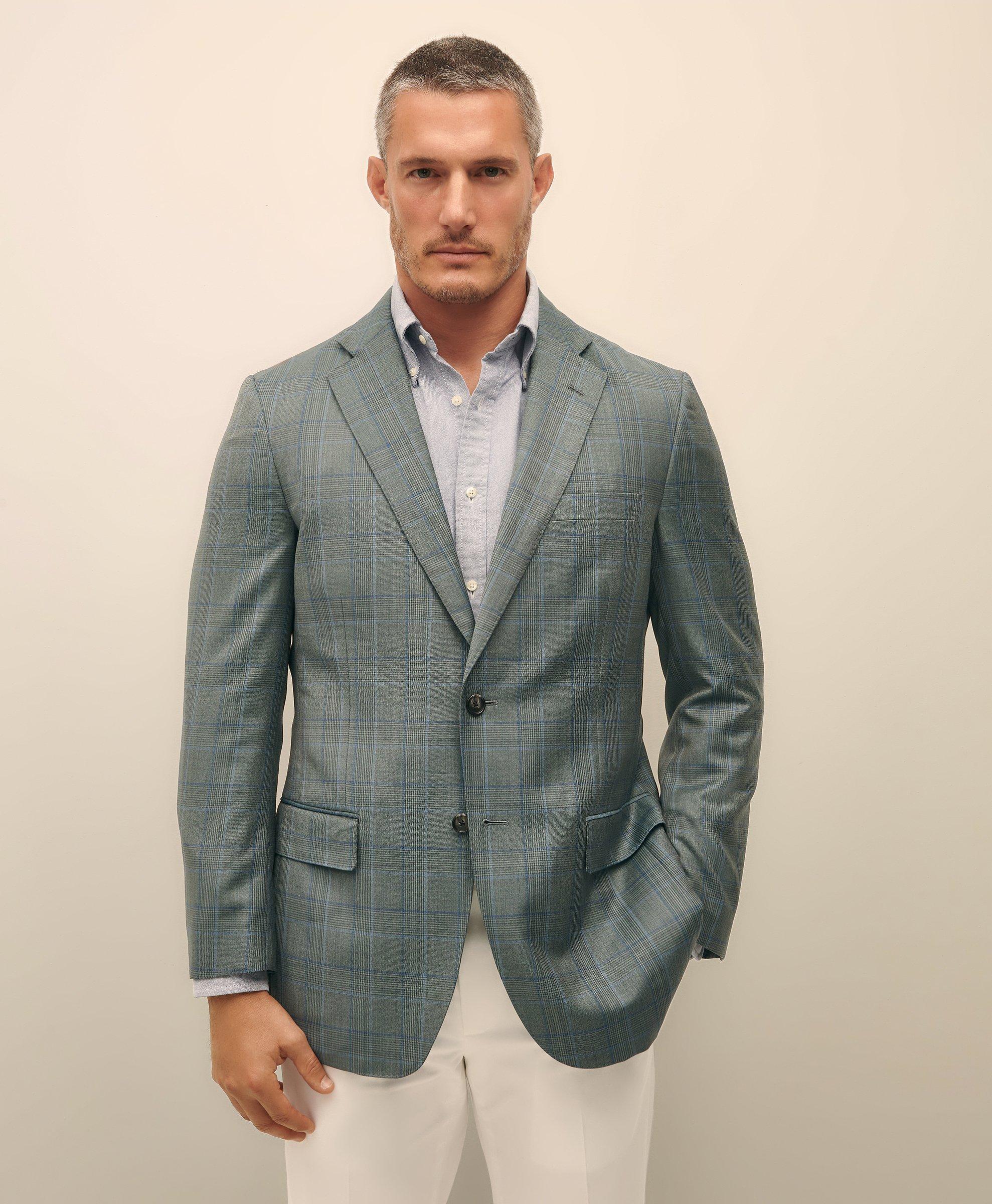 Brooks Brothers Traditional Fit Wool Check Sport Coat In Green