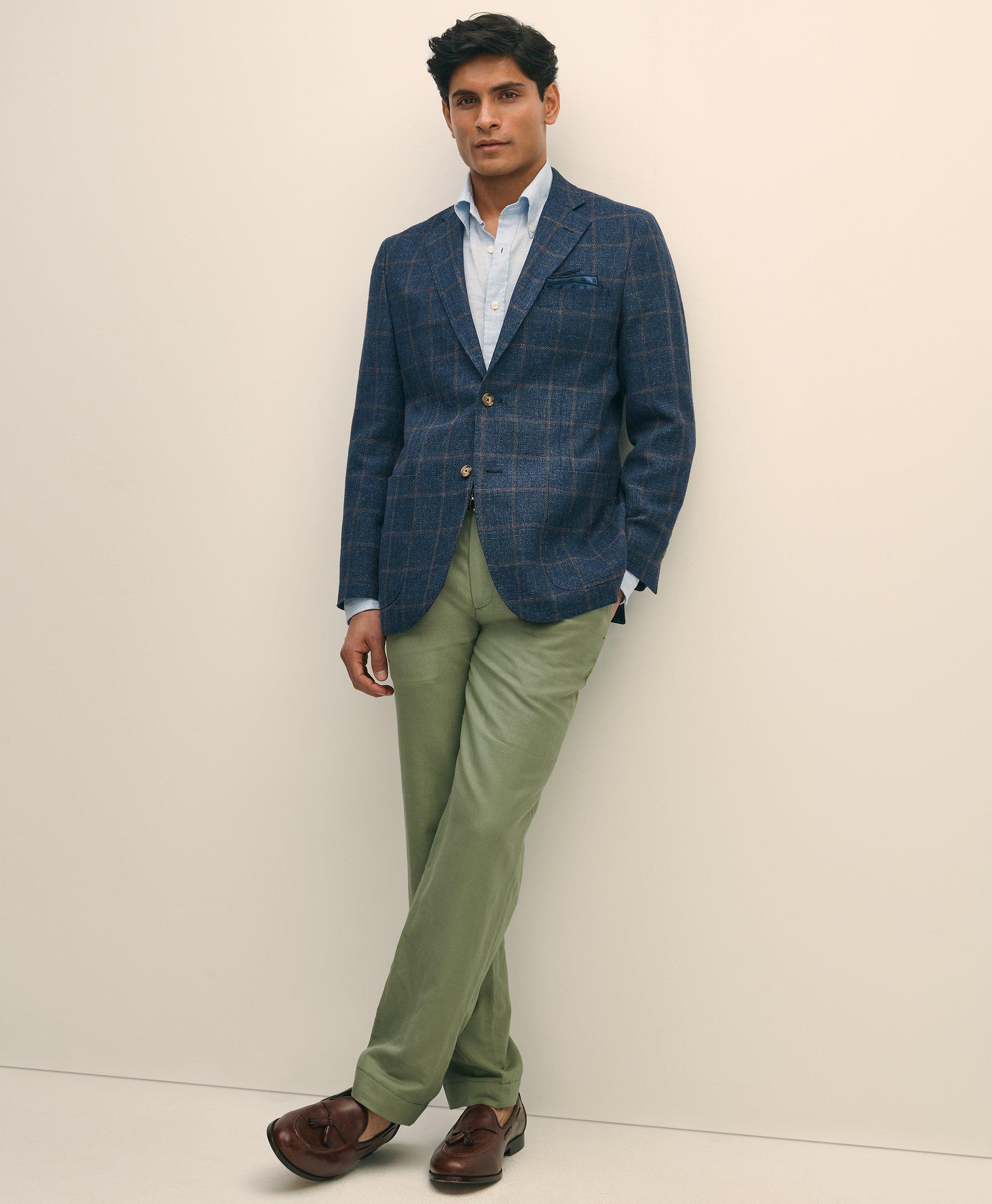 Brooks Brothers Slim Fit Wool-linen Hopsack Sport Coat In Navy