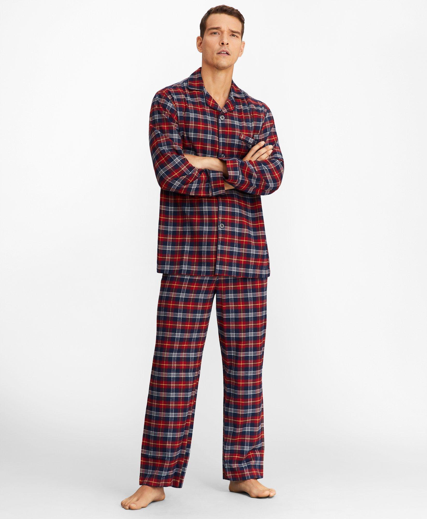 Regular Fit Flannel Pajamas - Red/plaid - Men