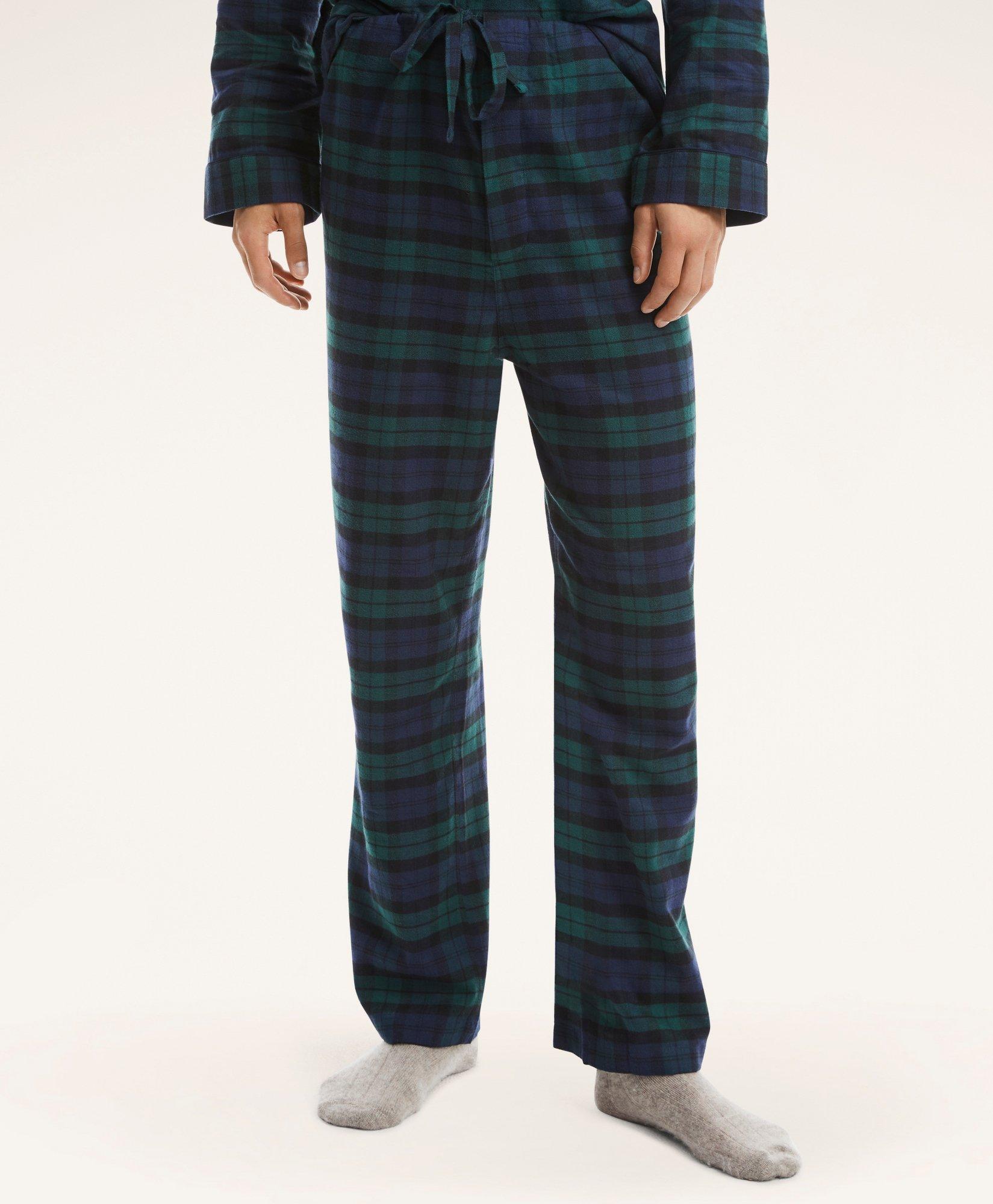 Green & Black Flannel Plaid Pyjama for Men