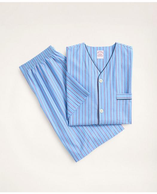 Brooks Brothers Men's Light Blue Checked Pyjamas Long Sleeve Large 