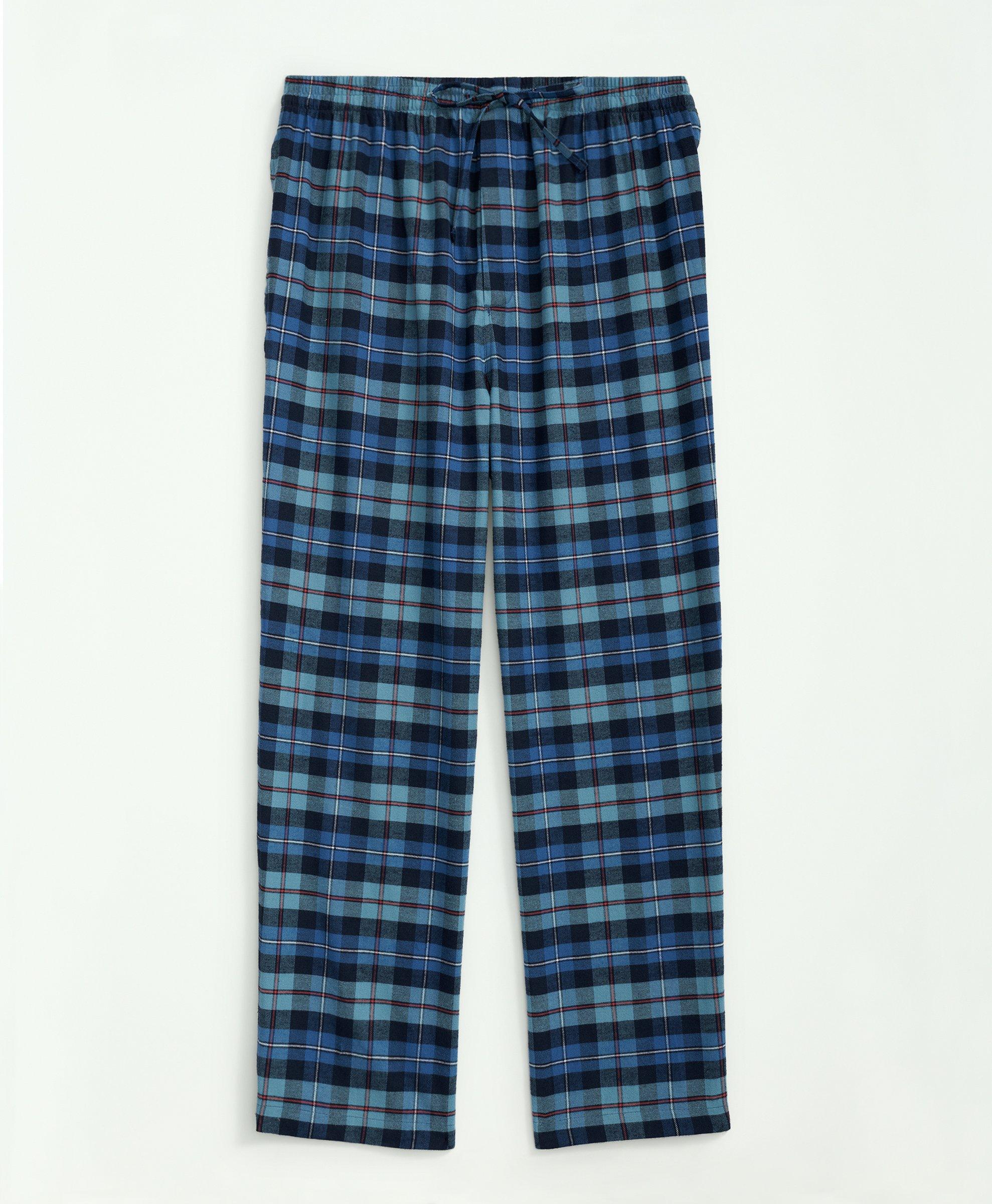 Navy and green online plaid pajamas