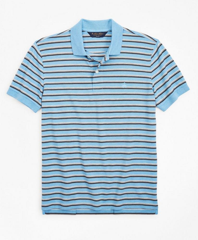 Slim Fit Heathered Stripe Polo Shirt, image 1