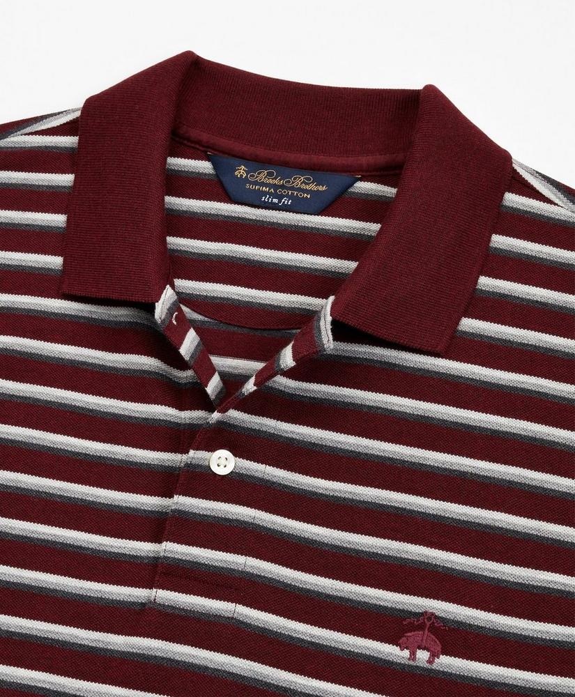 Slim Fit Heathered Stripe Polo Shirt, image 2