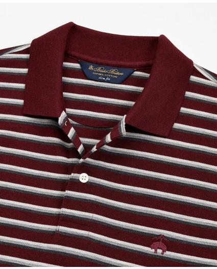 Slim Fit Heathered Stripe Polo Shirt, image 2
