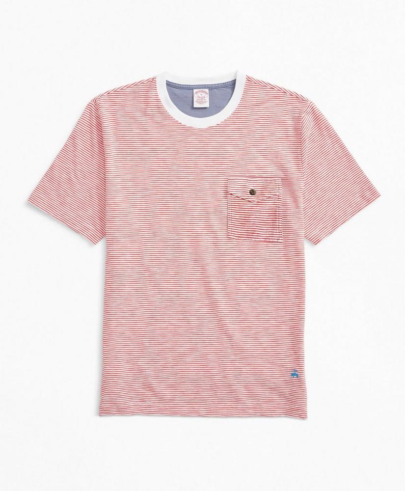 Striped Slub Cotton Pocket T-Shirt, image 1