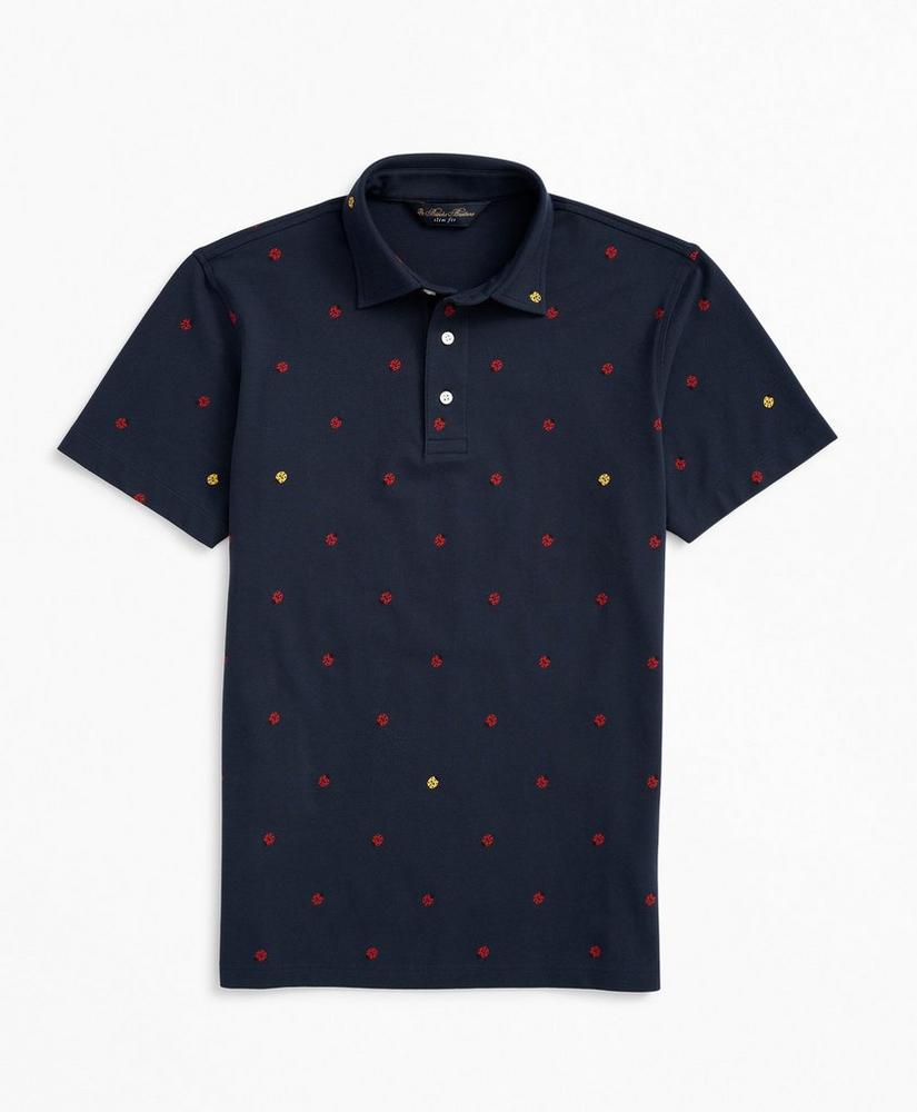 Slim Fit Ladybug Print Polo Shirt, image 1