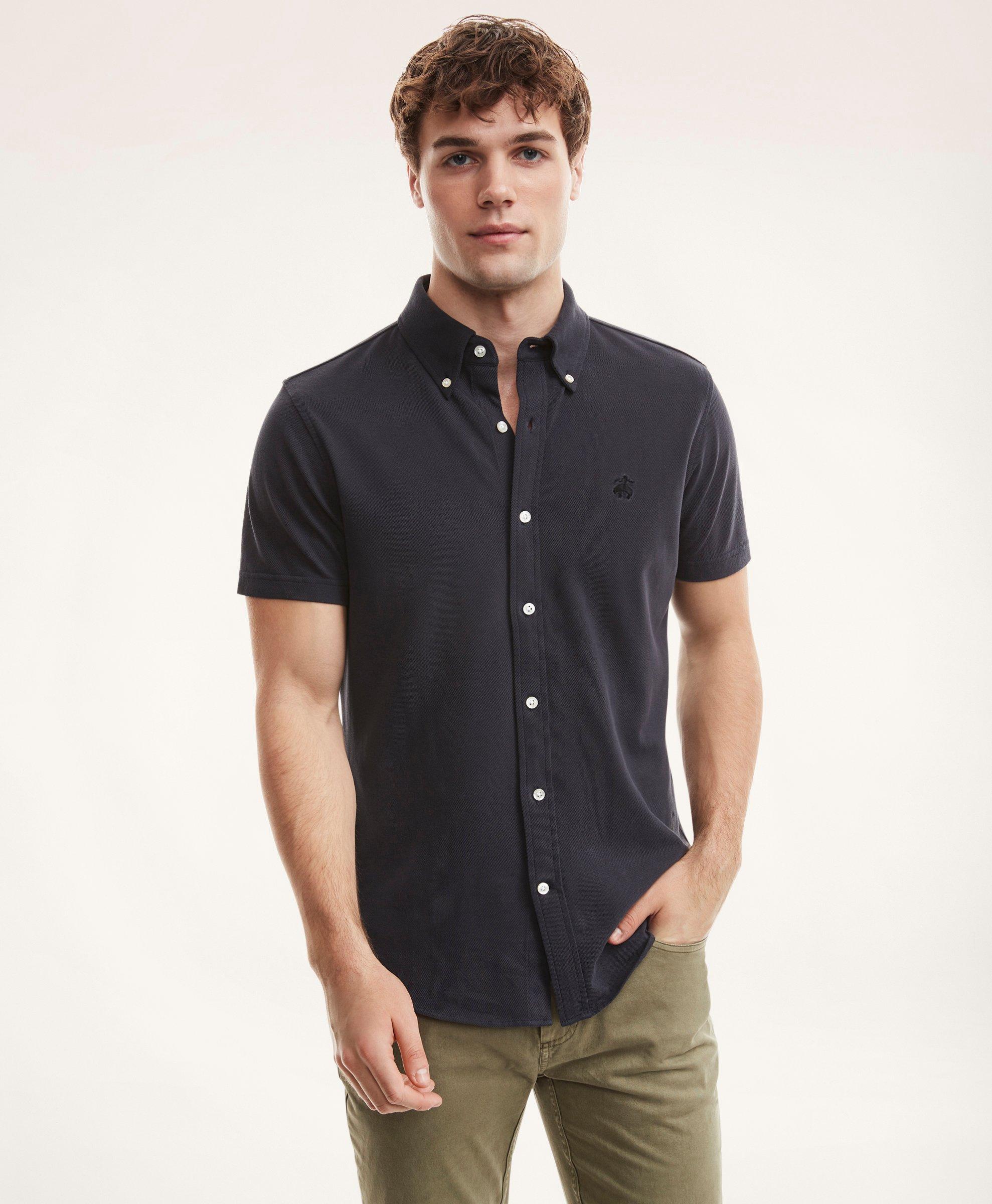 Washed Cotton Pique Short-Sleeve Knit Shirt