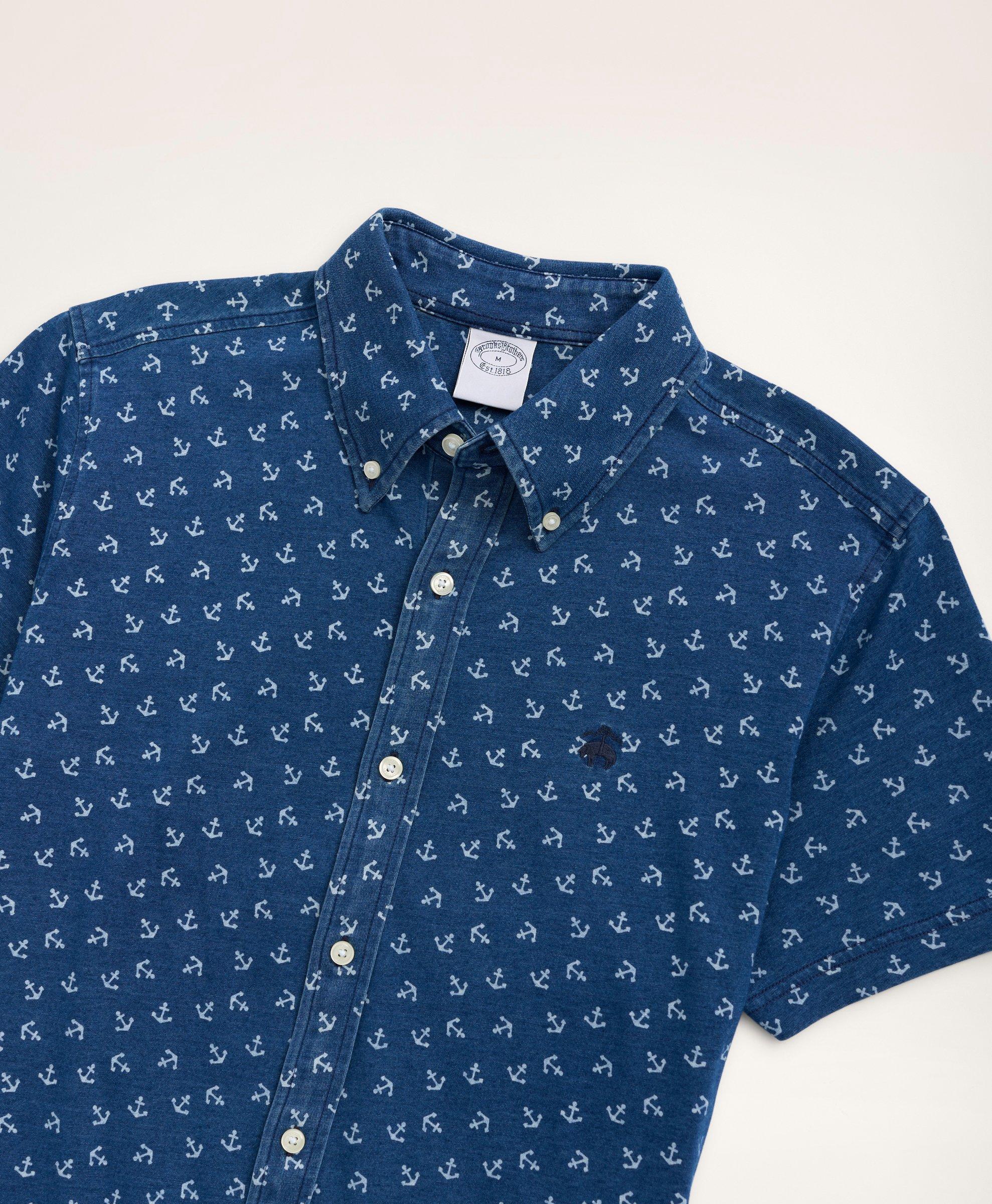 Washed Cotton Jersey Anchor Print Shirt