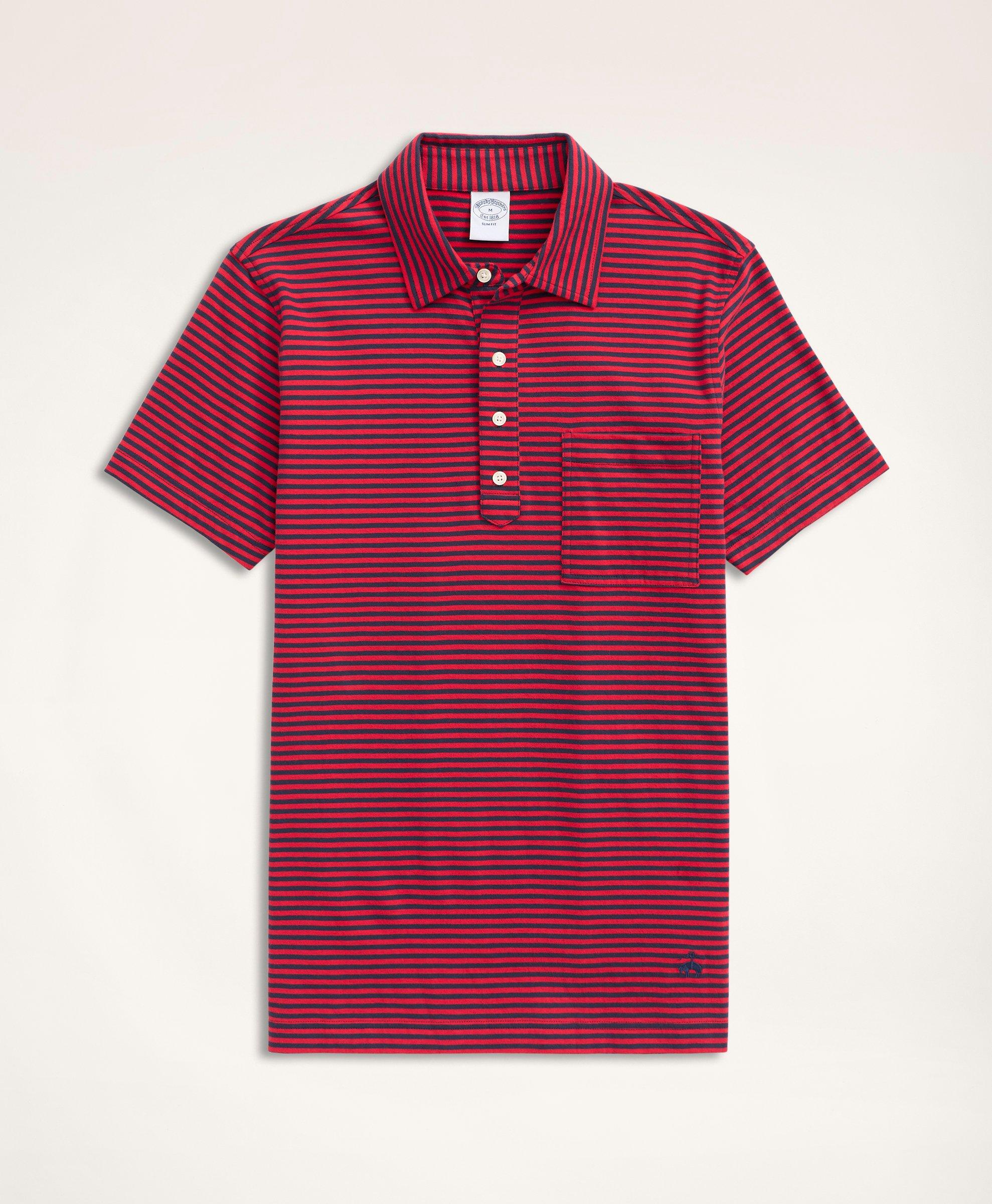 White and red striped hotsell polo shirt