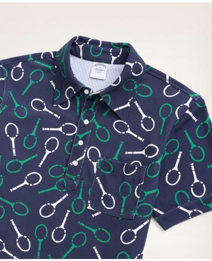 Slim Fit Pique Racquet Print Polo Shirt, image 2