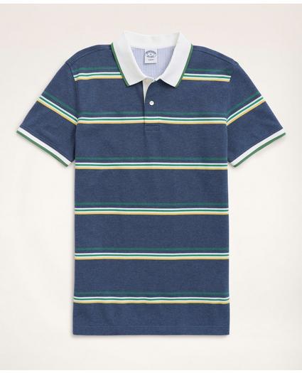 Slim-Fit Stretch Cotton Striped Polo Shirt, image 1