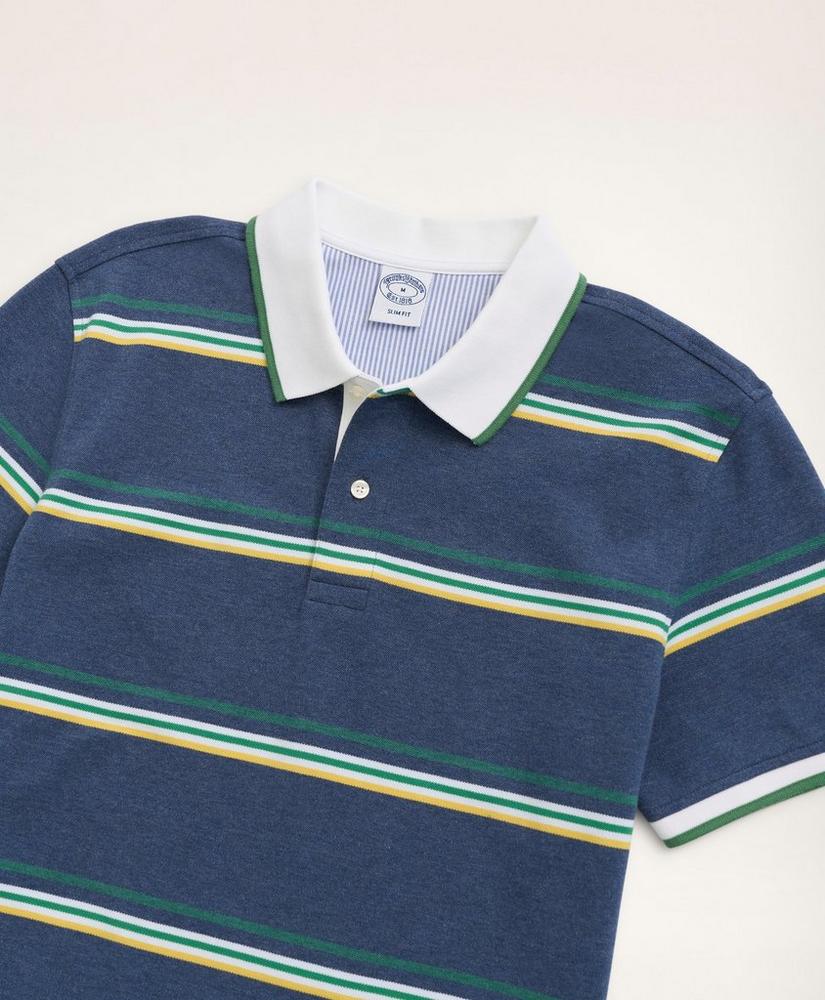 Slim-Fit Stretch Cotton Striped Polo Shirt, image 2