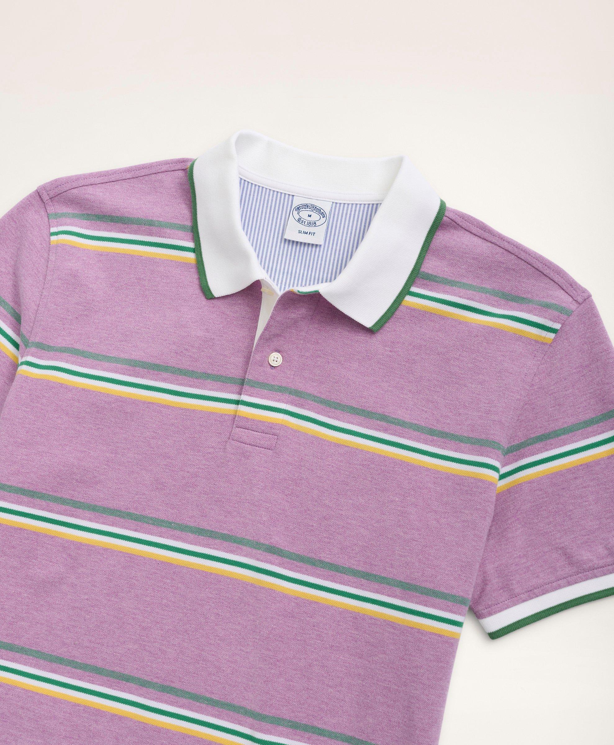 Slim-Fit Stretch Cotton Striped Polo Shirt