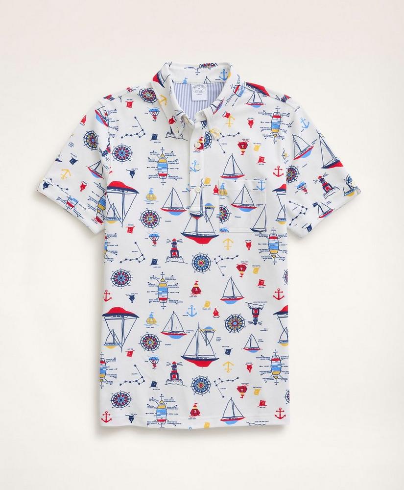 Supima® Cotton Nautical Print Polo Shirt, image 1