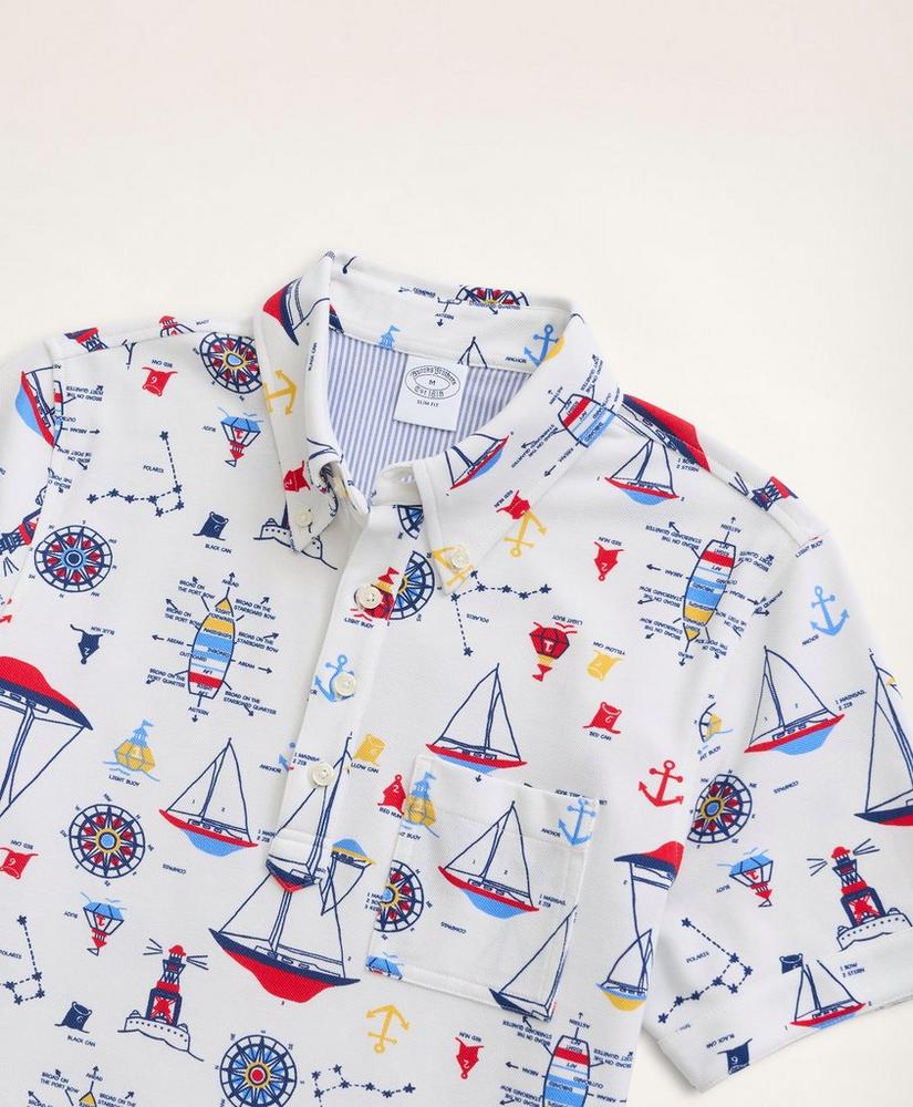 Supima® Cotton Nautical Print Polo Shirt, image 2