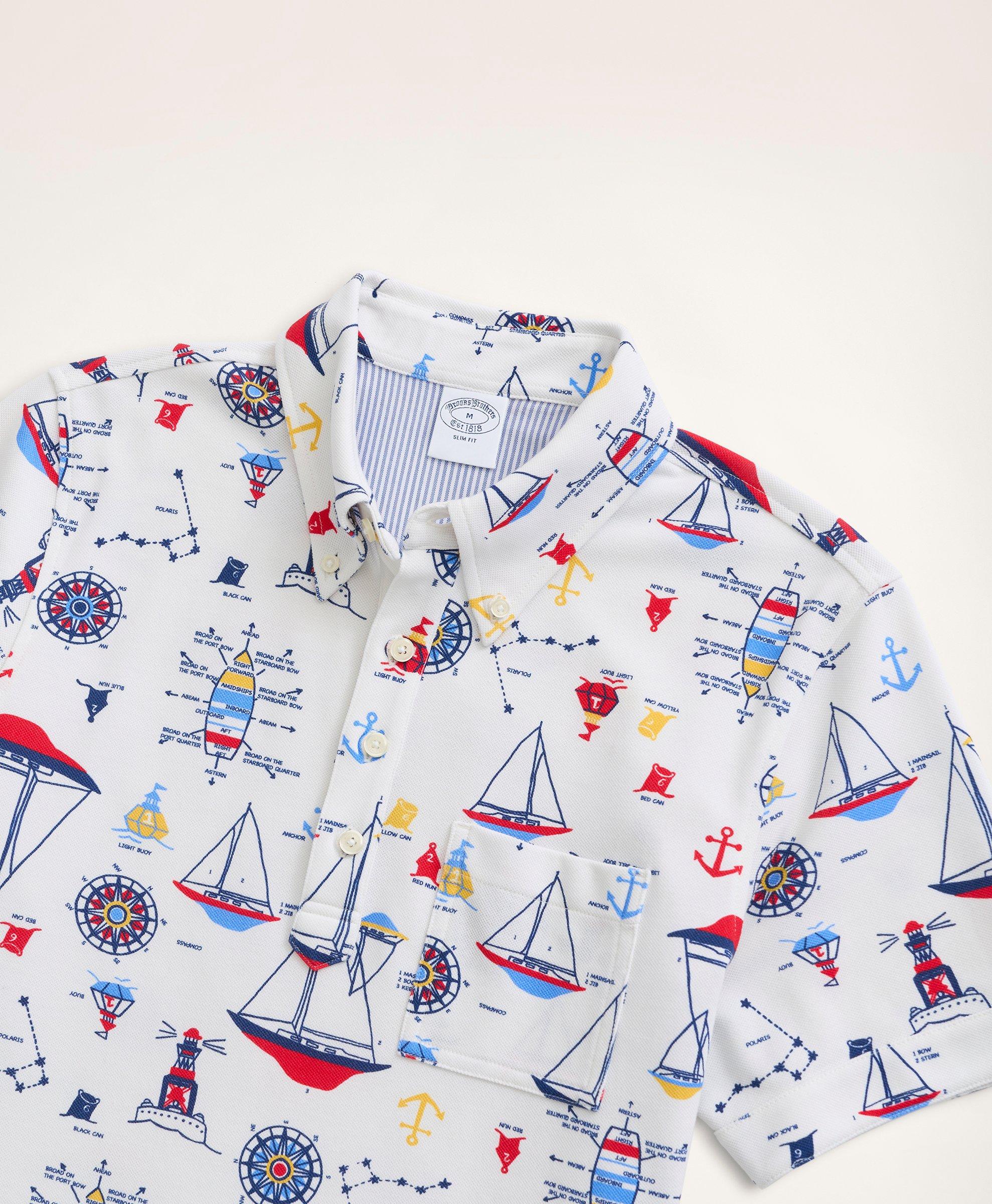 Supima® Cotton Nautical Print Polo Shirt