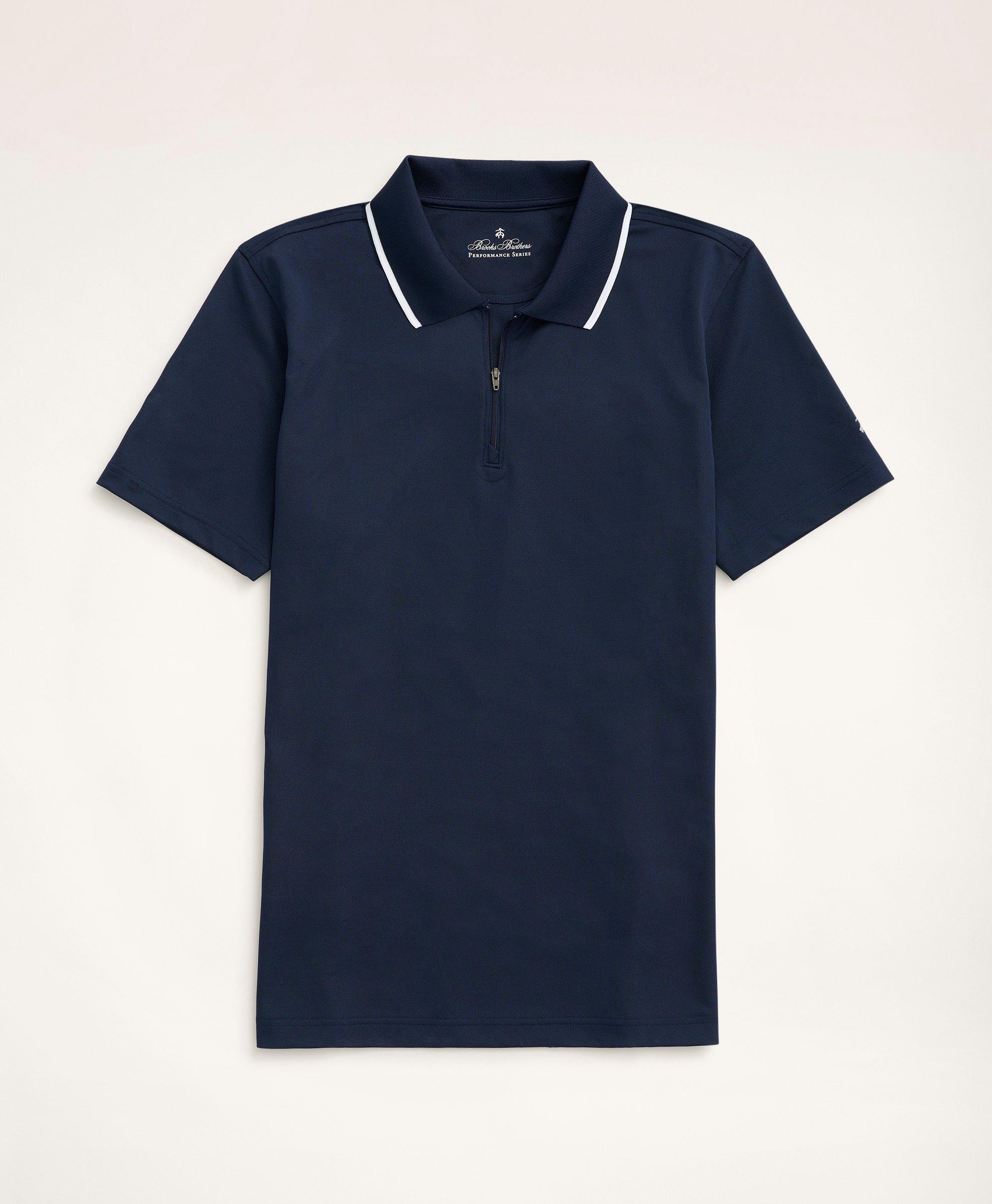 Brooks Brothers Stretch Performance Series Zip Jersey Polo Shirt