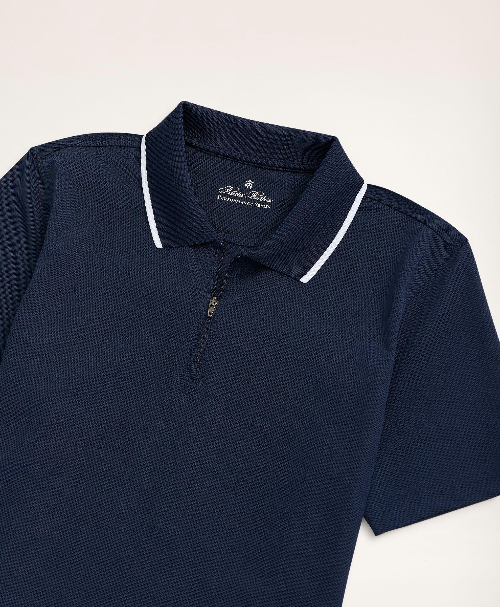 Brooks Brothers Stretch Performance Series Zip Jersey Polo Shirt