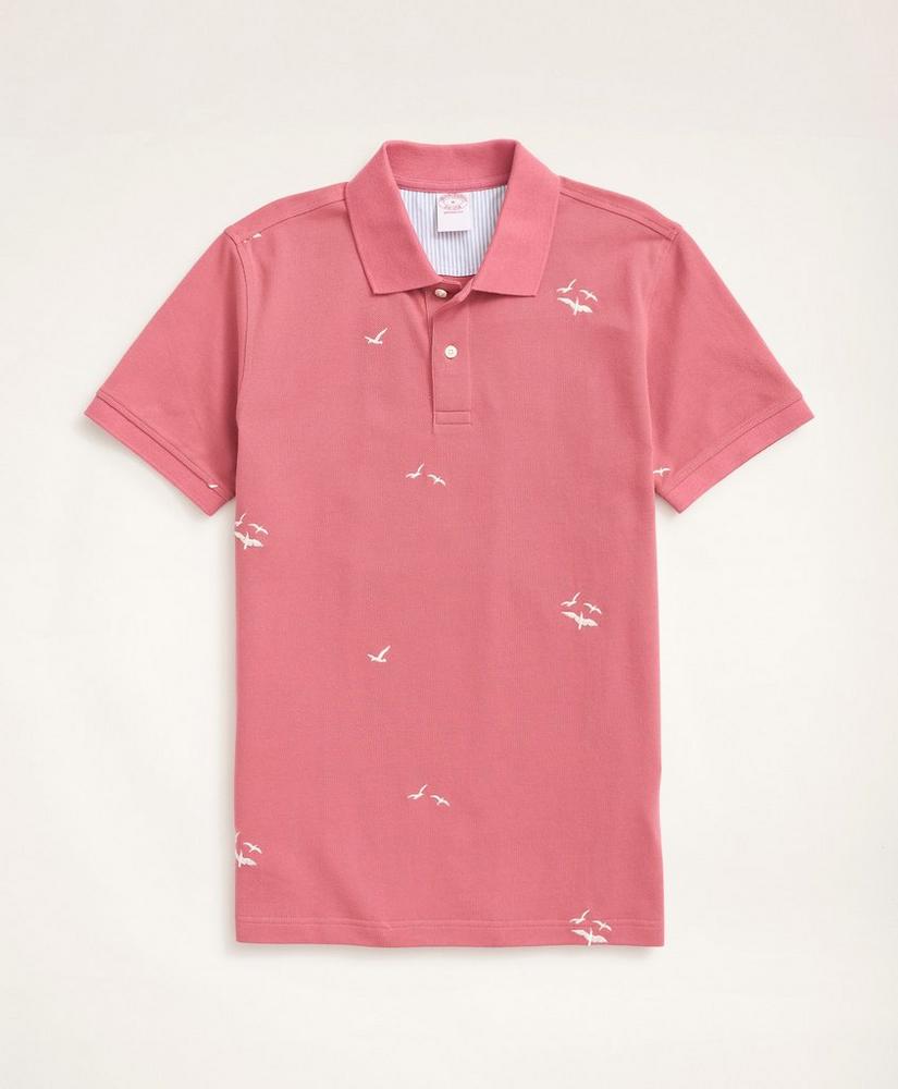 Original Fit Stretch Polo Shirt with Seagull Embroidery, image 1