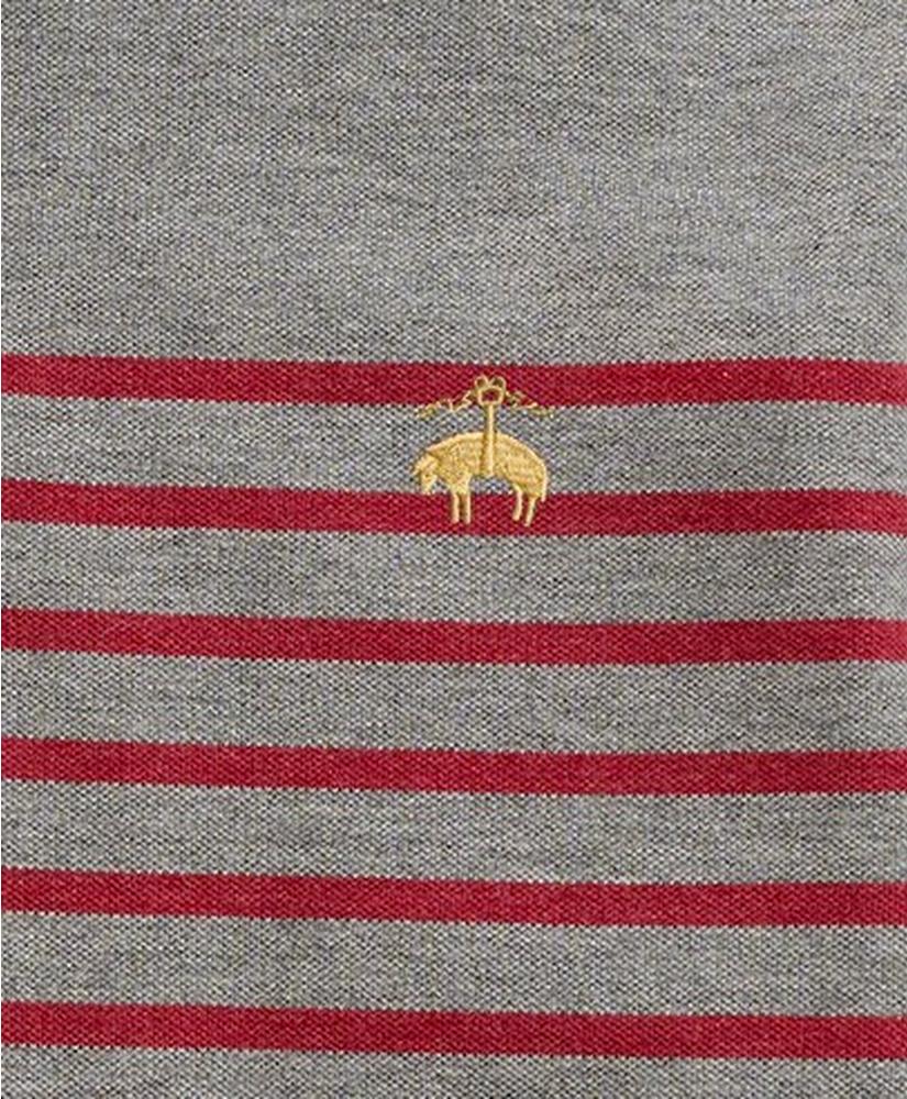 Cotton Pique Mariner Stripe Long-Sleeve Polo Shirt, image 2