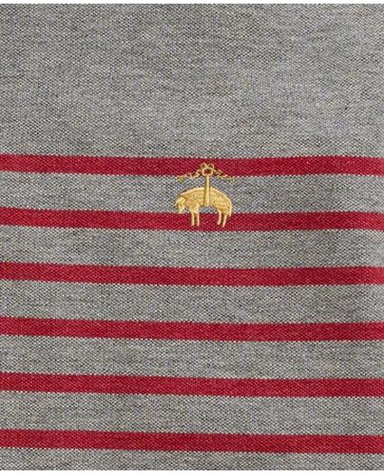 Cotton Pique Mariner Stripe Long-Sleeve Polo Shirt, image 2