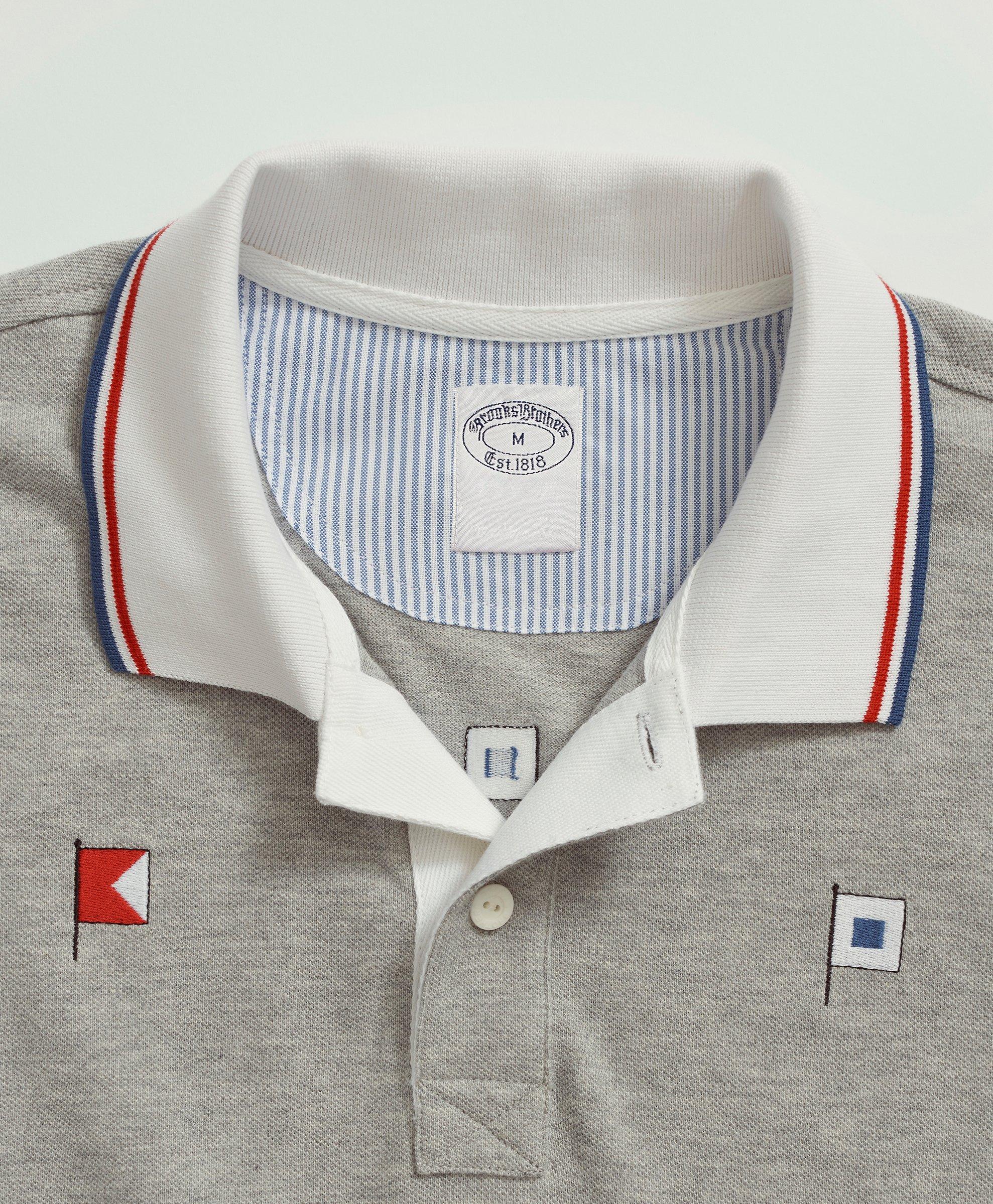 Slim Fit Under Collar Flag Polo