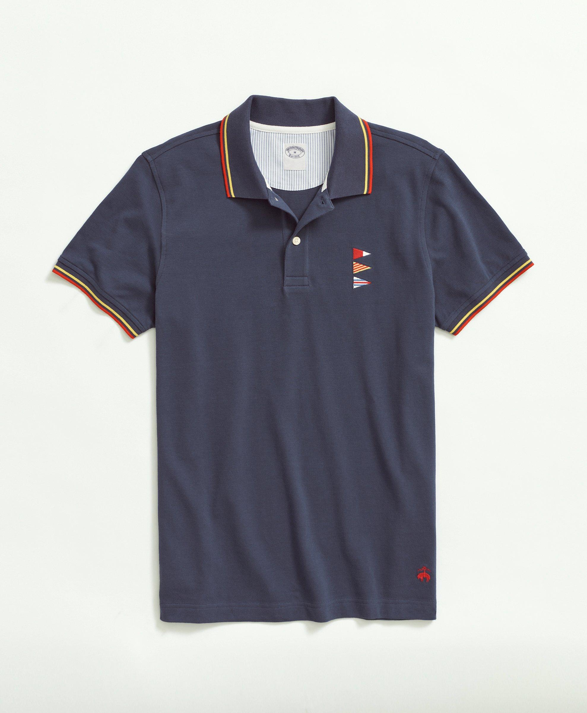 Slim Fit Under Collar Flag Polo