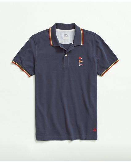 Cotton Slim-Fit Embroidered Nautical Flag Polo Shirt, image 1