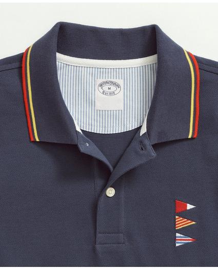 Cotton Slim-Fit Embroidered Nautical Flag Polo Shirt, image 2