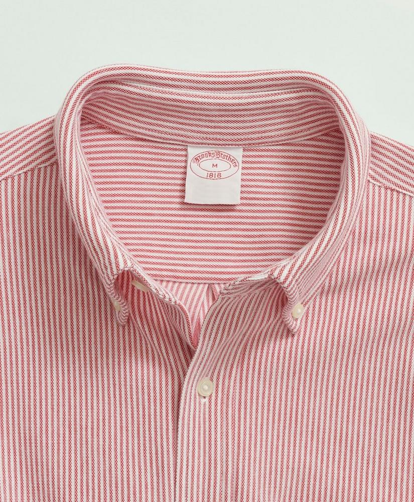 Slim Fit Cotton Pique Knit Candy Stripe Short-Sleeve Shirt, image 2