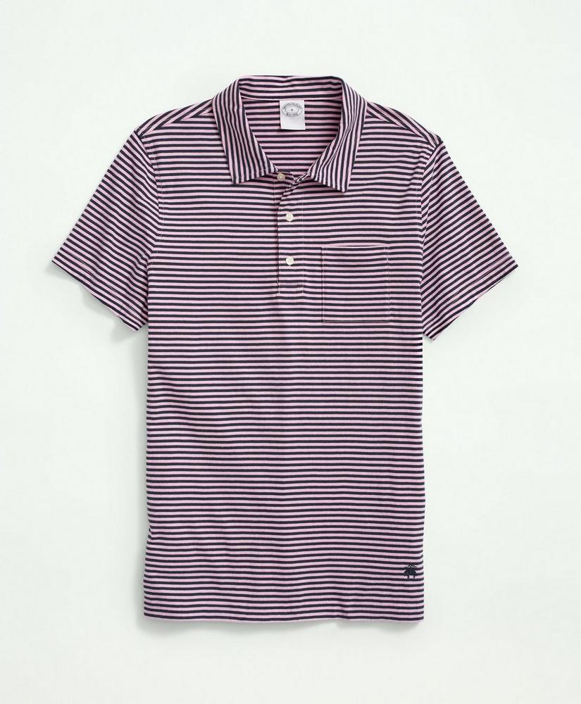 Vintage Washed Cotton Feeder Stripe Polo Shirt, image 1